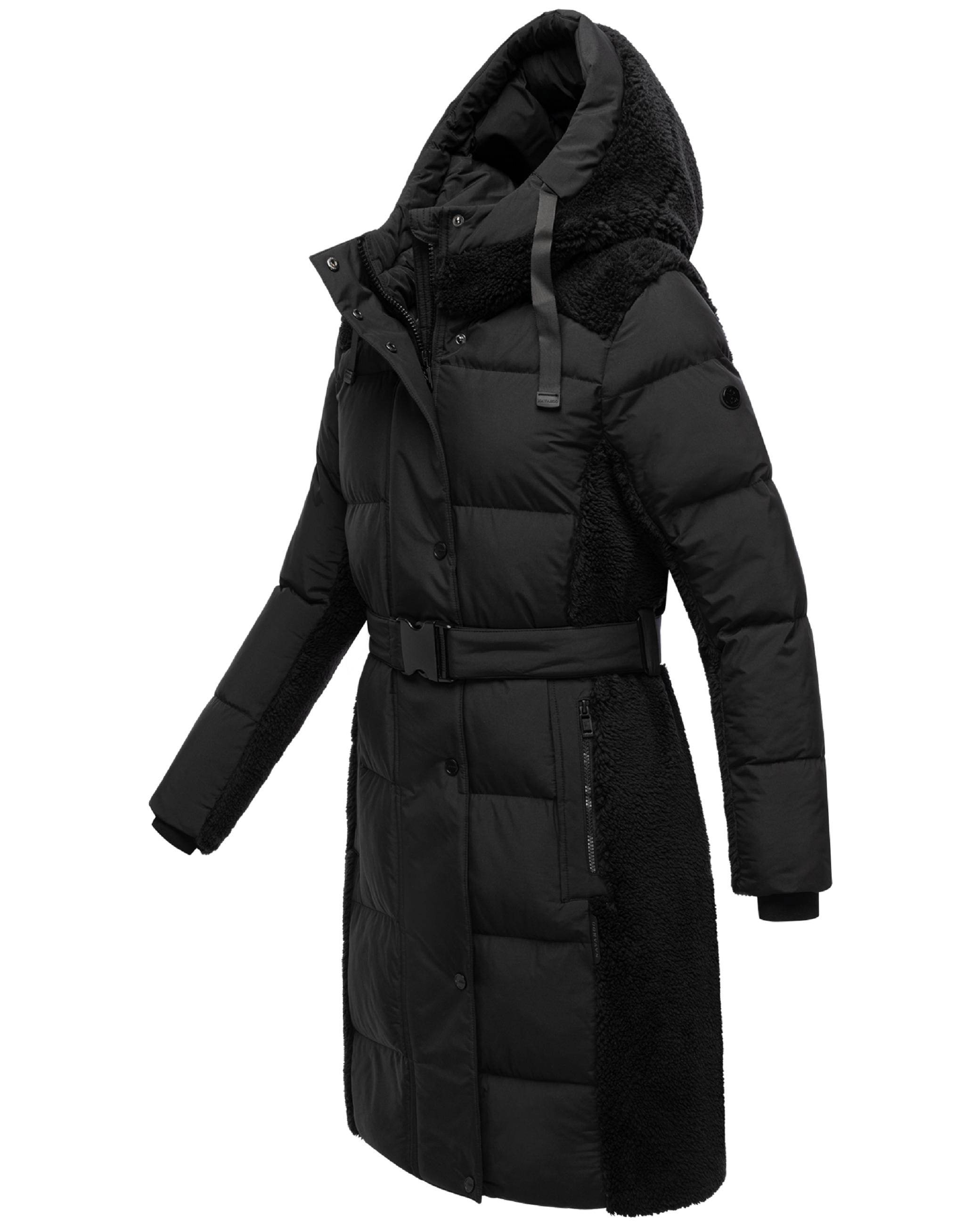 Wintermantel mit Teddyplüsch-Akzenten "Funkelteddy 14" Black