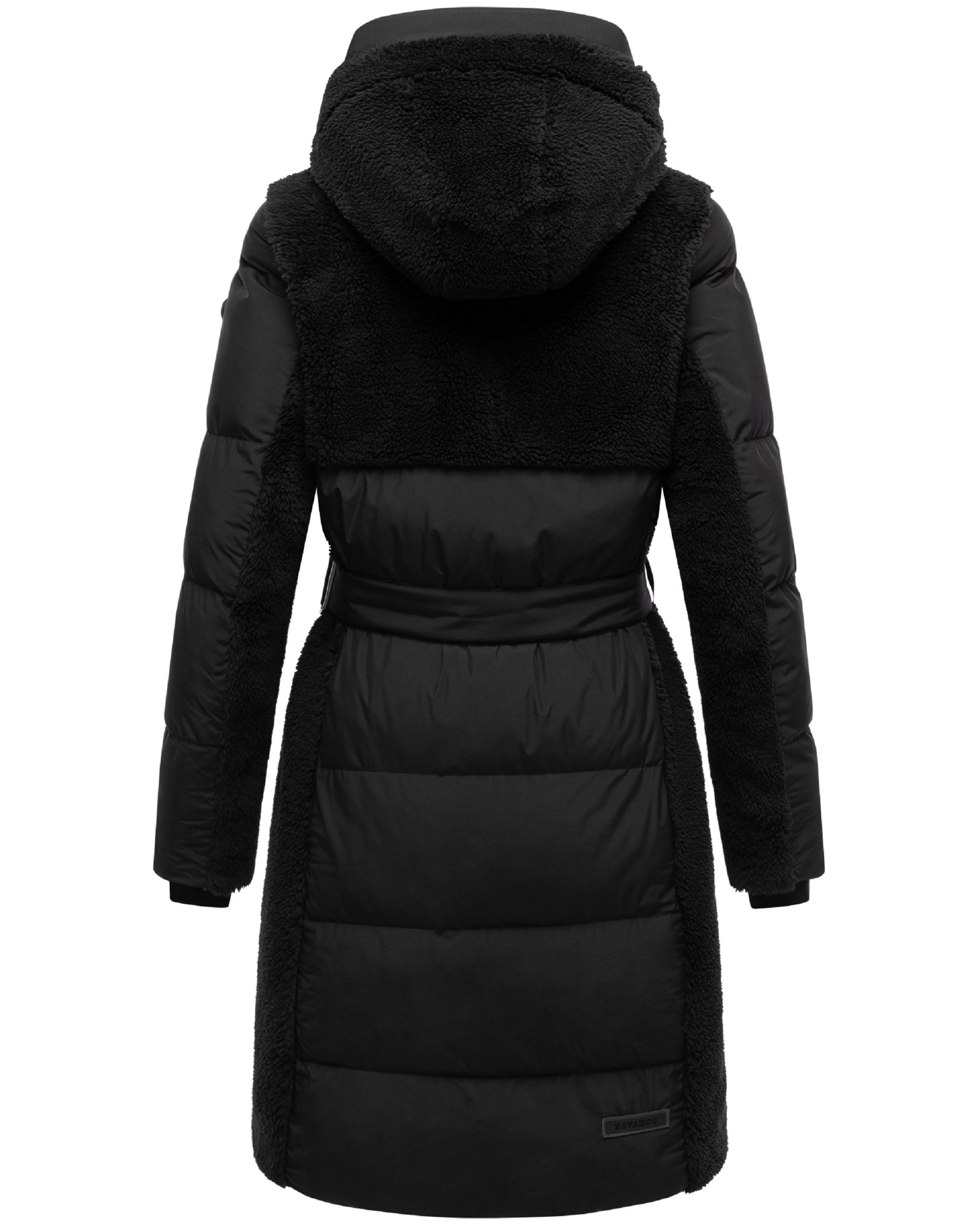 Wintermantel mit Teddyplüsch-Akzenten "Funkelteddy 14" Black