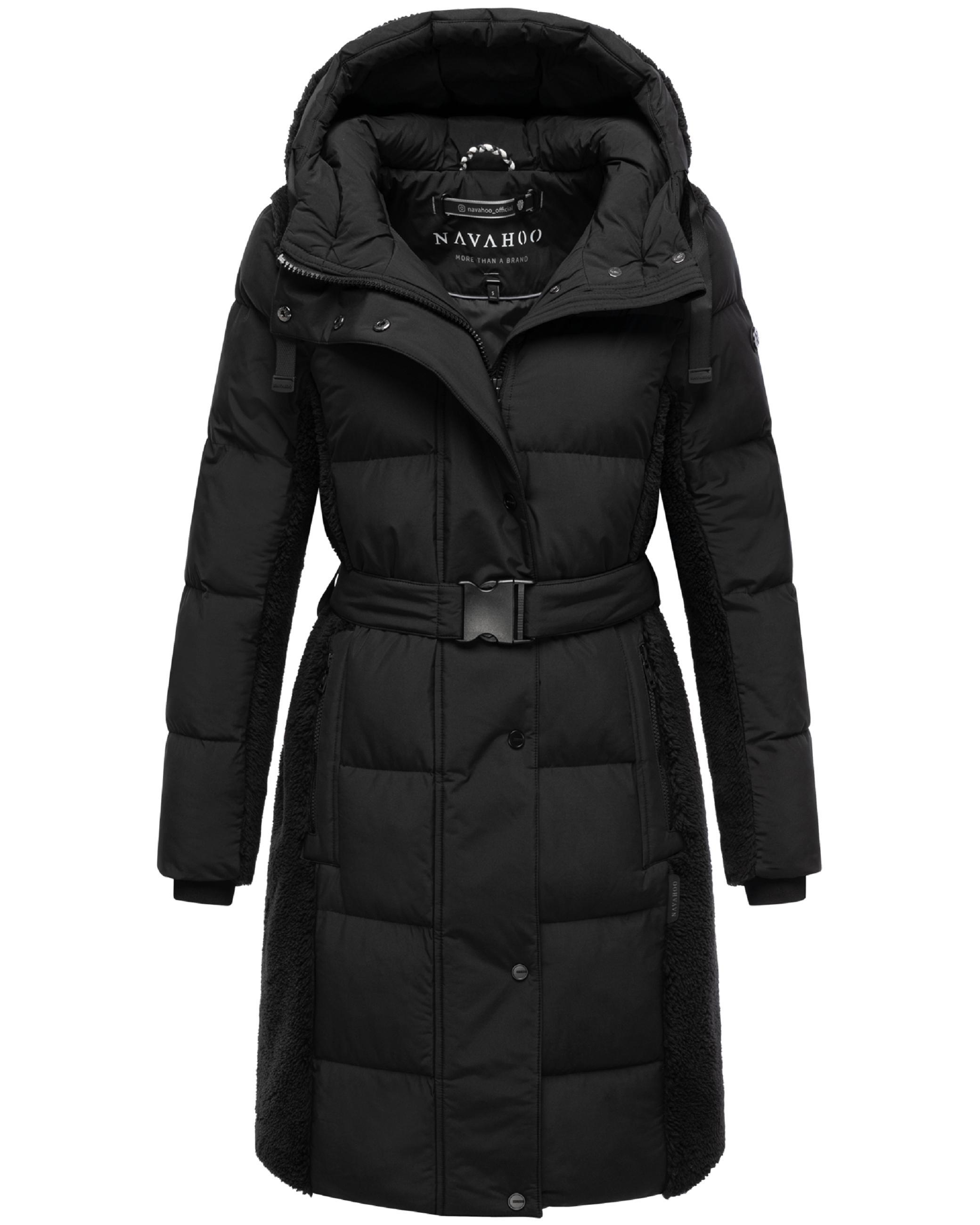 Wintermantel mit Teddyplüsch-Akzenten "Funkelteddy 14" Black