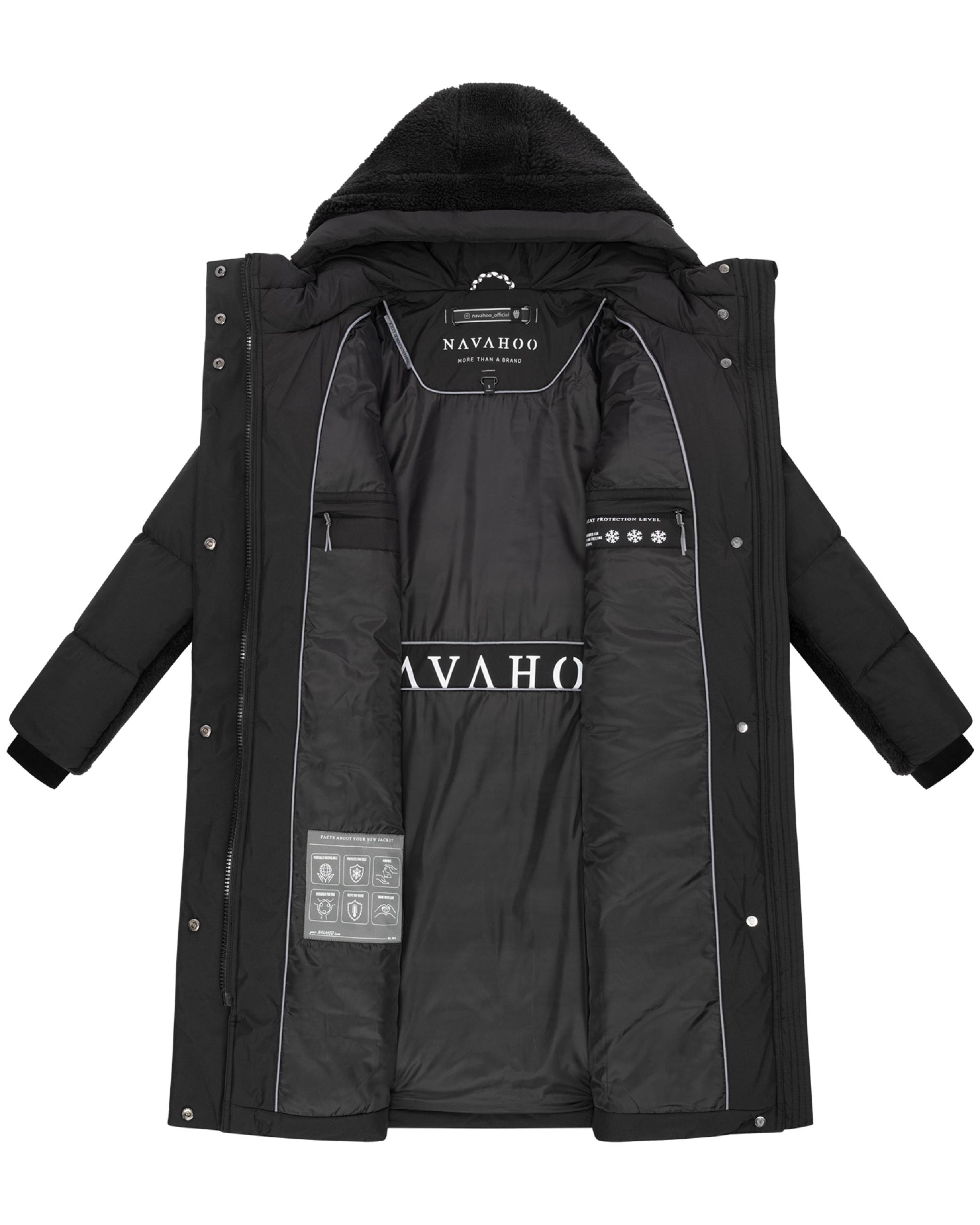 Wintermantel mit Teddyplüsch-Akzenten "Funkelteddy 14" Black