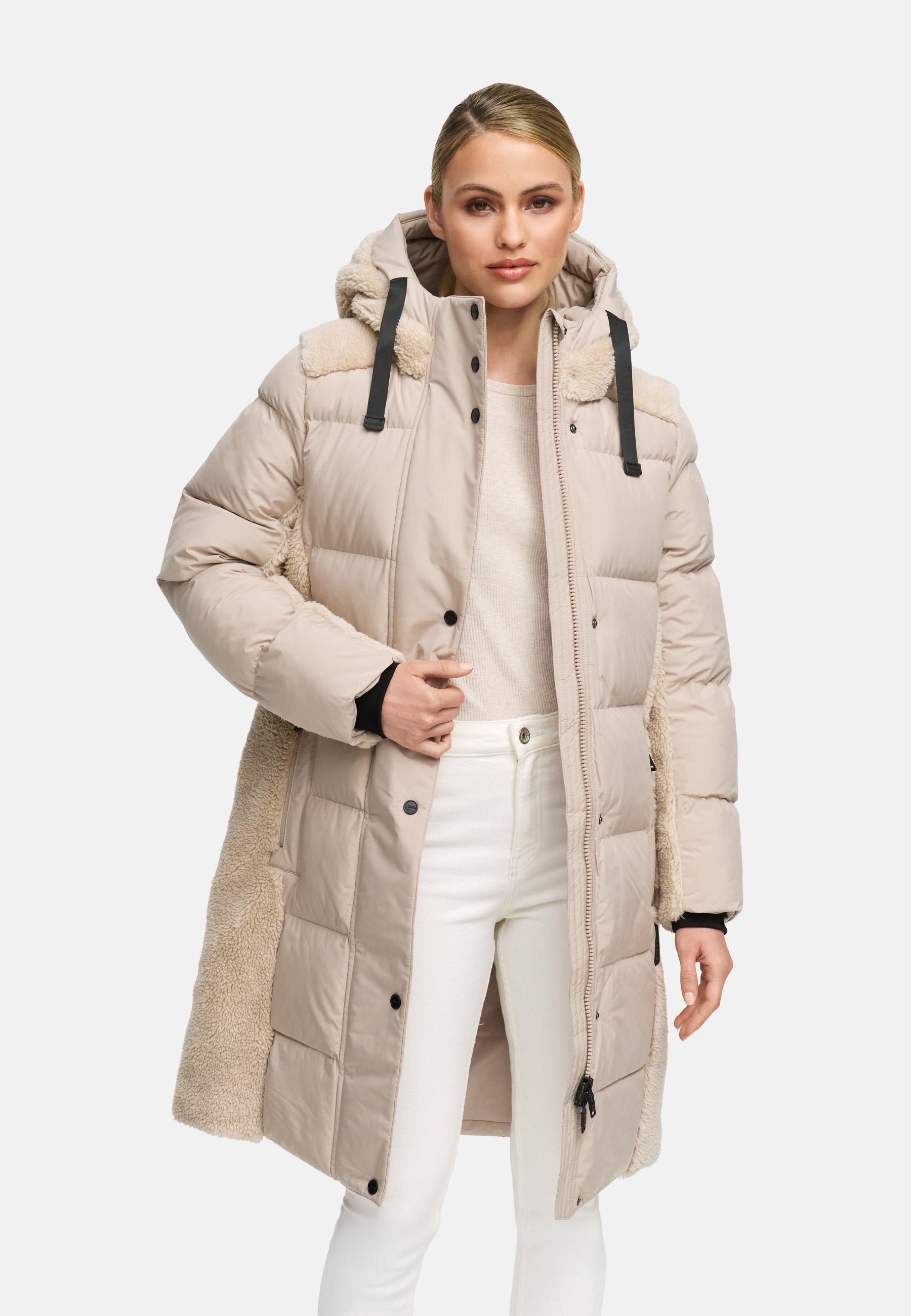 Wintermantel mit Teddyplüsch-Akzenten "Funkelteddy 14" Light Taupe