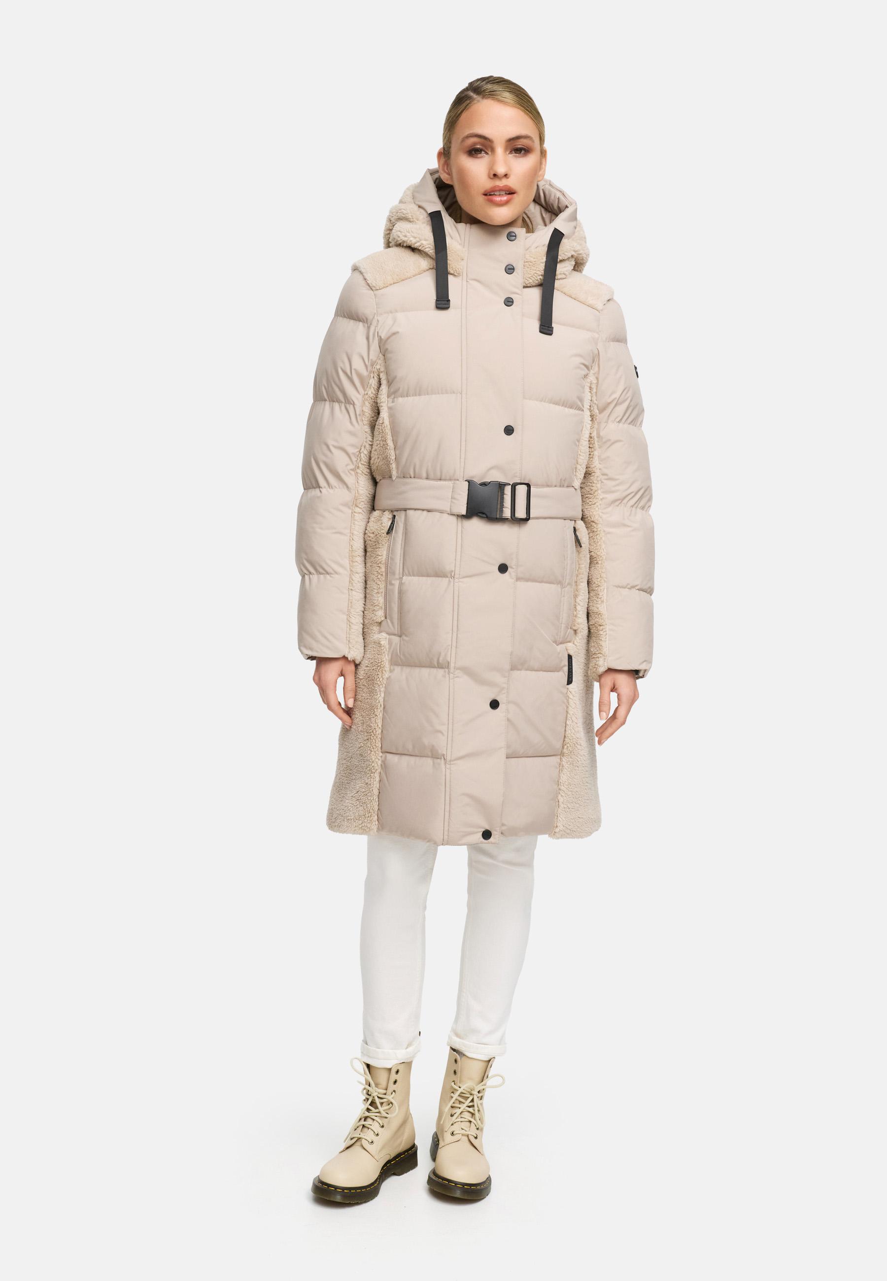 Wintermantel mit Teddyplüsch-Akzenten "Funkelteddy 14" Light Taupe