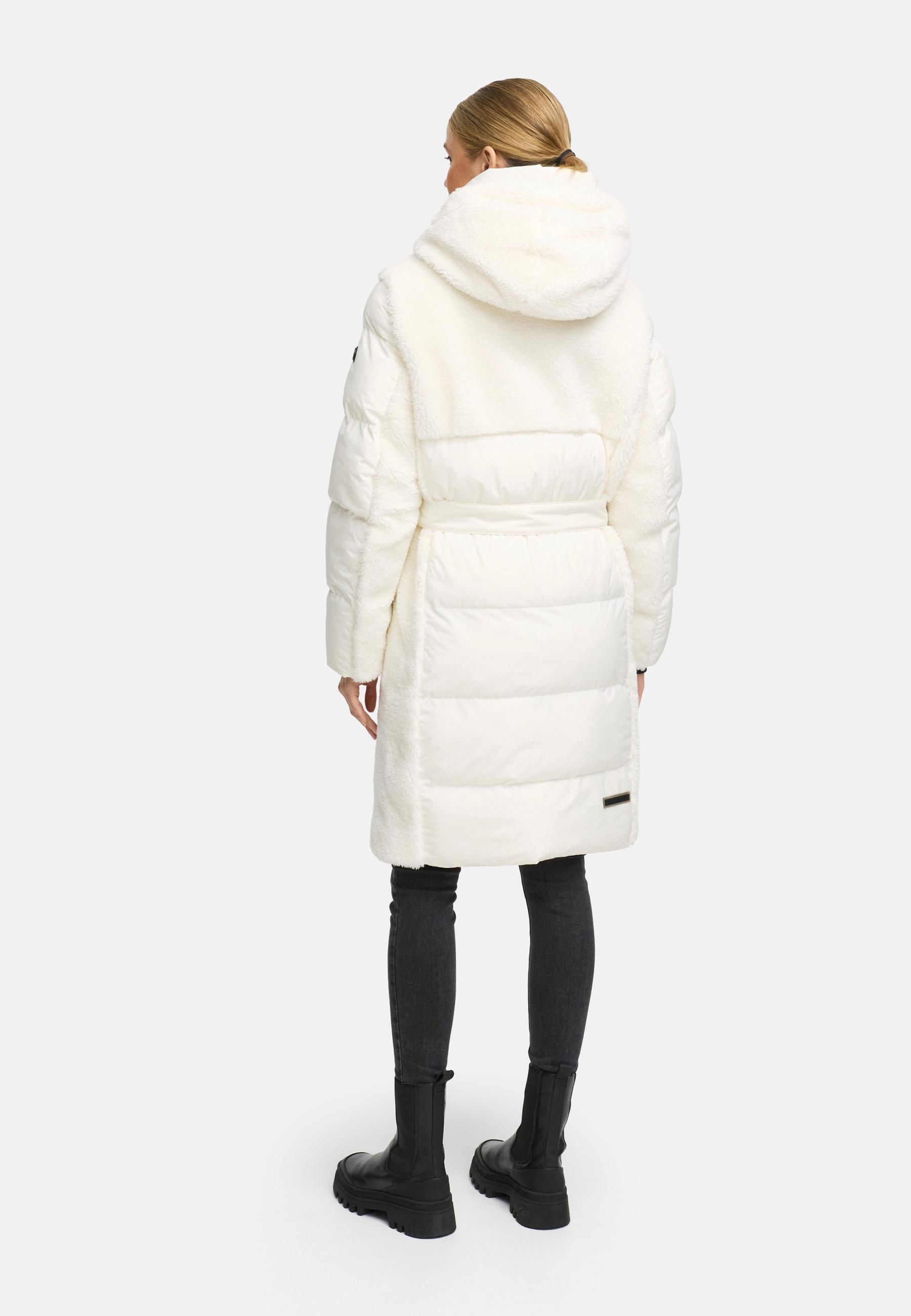 Wintermantel mit Teddyplüsch-Akzenten "Funkelteddy 14" Offwhite