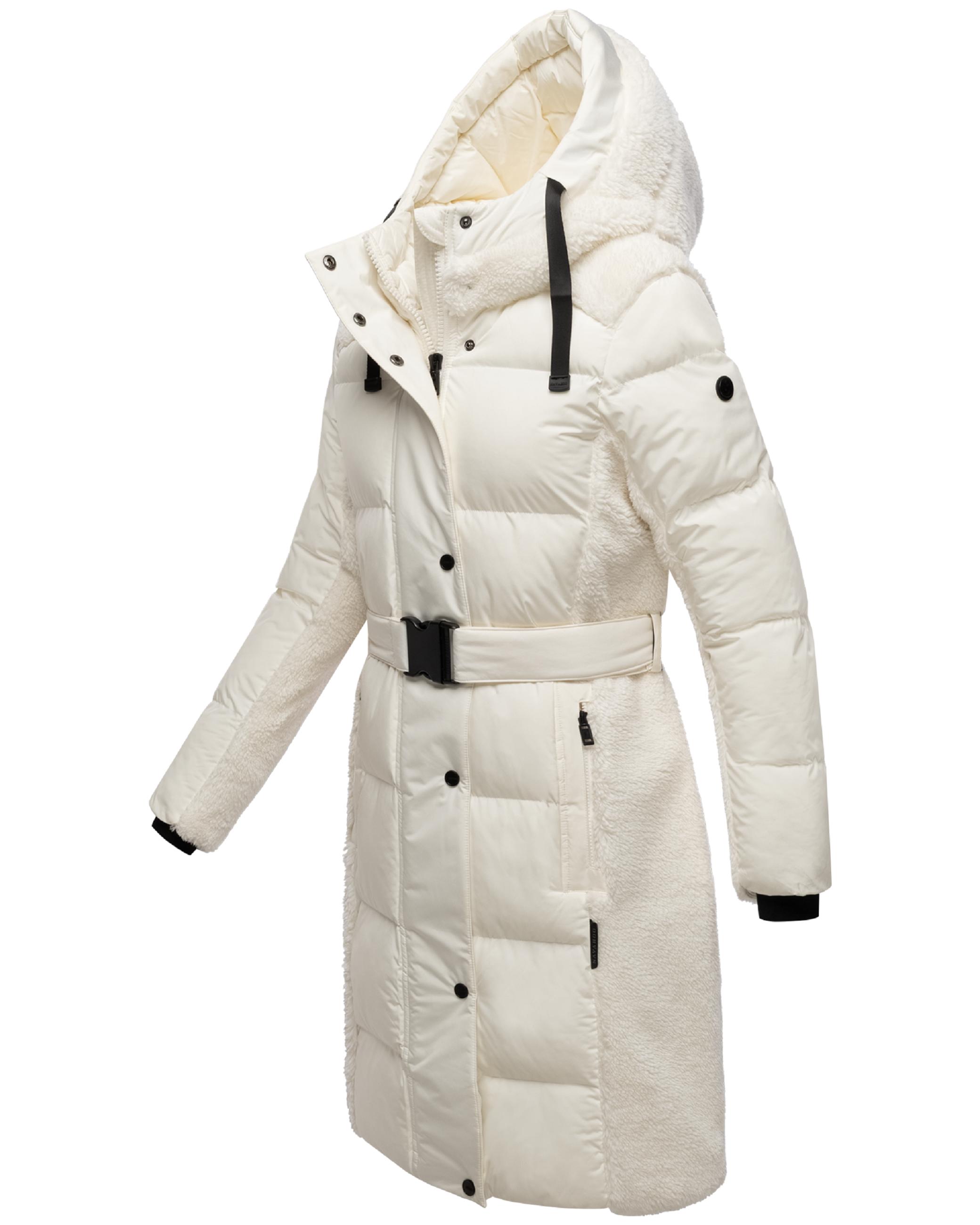 Wintermantel mit Teddyplüsch-Akzenten "Funkelteddy 14" Offwhite