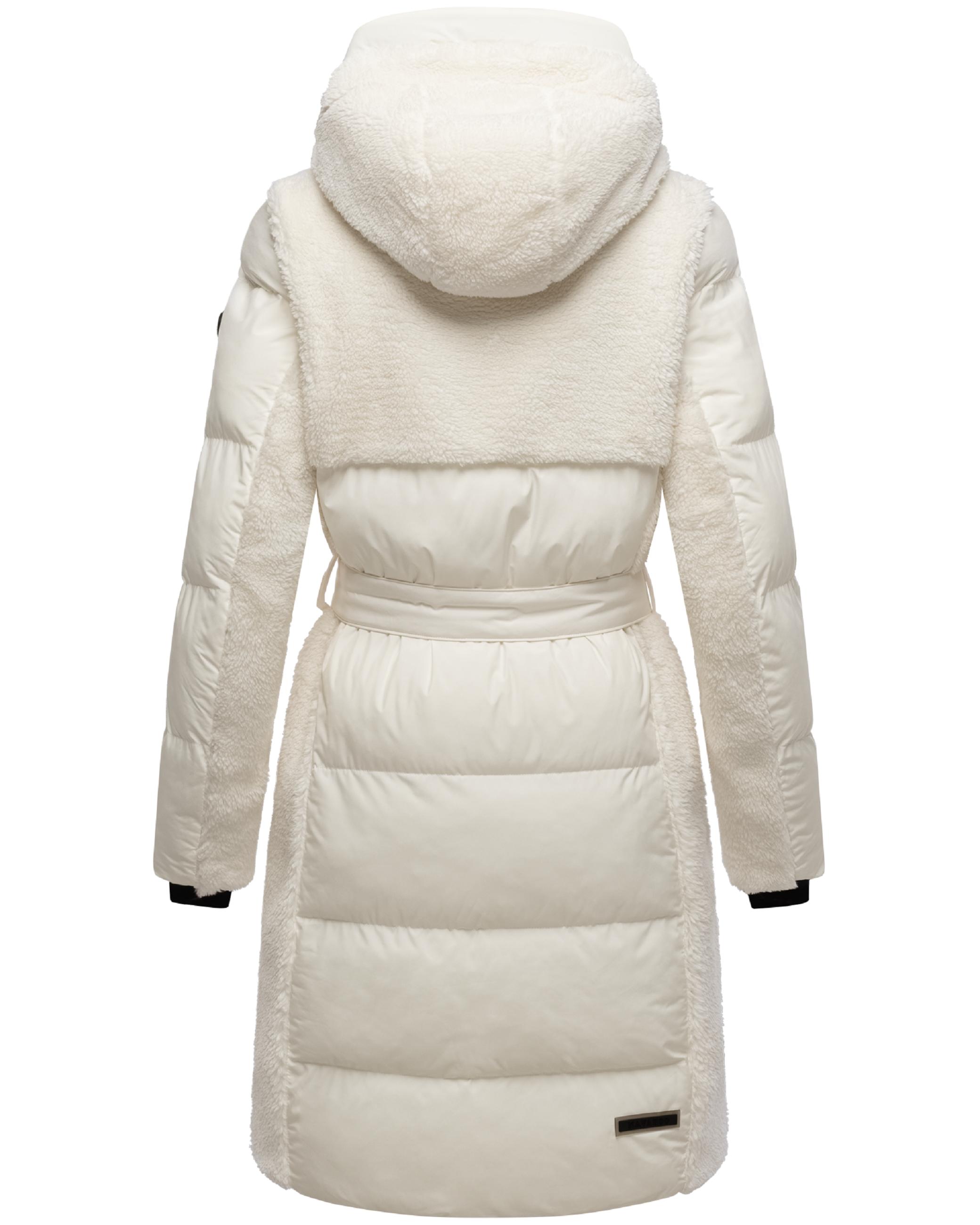 Wintermantel mit Teddyplüsch-Akzenten "Funkelteddy 14" Offwhite