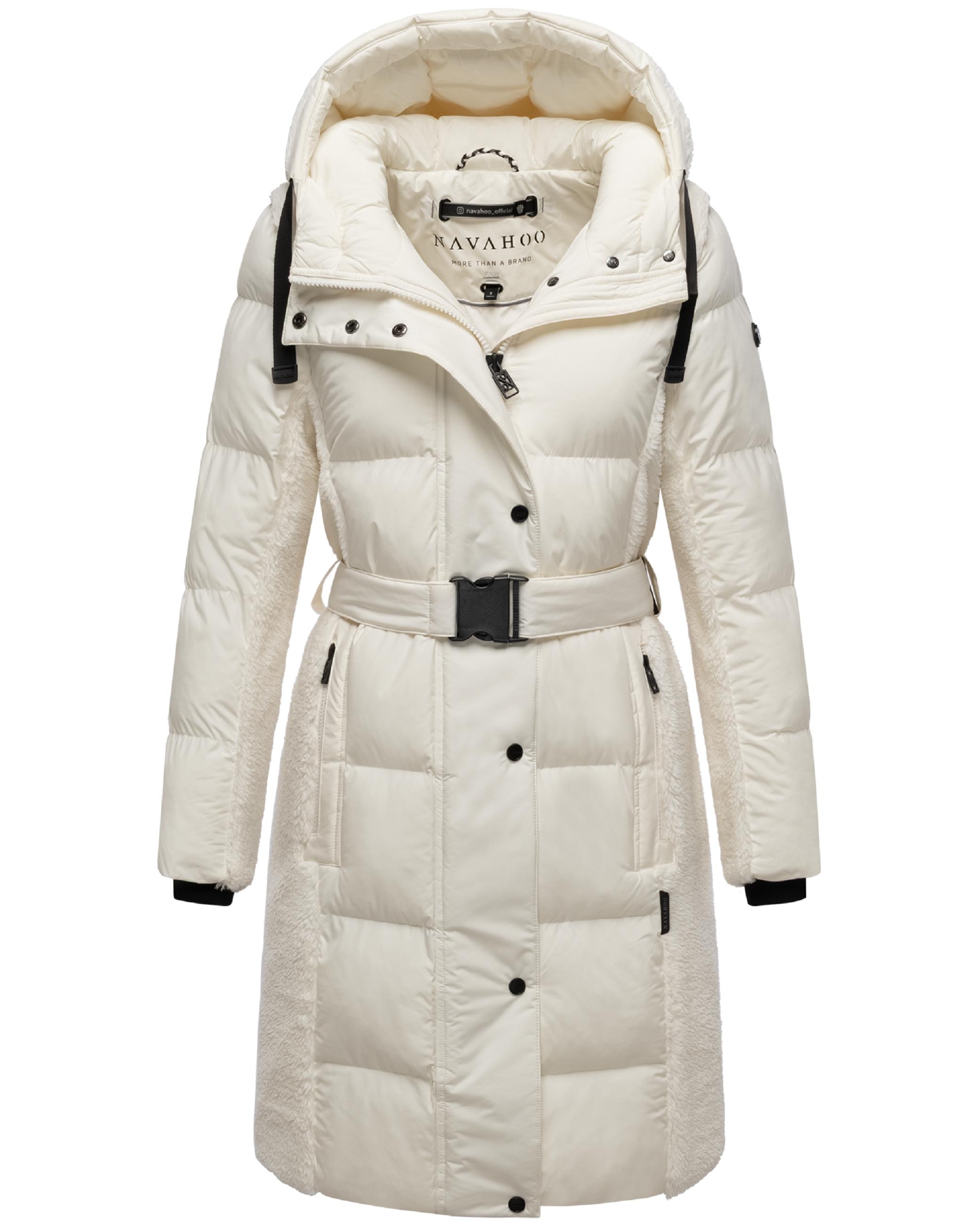 Wintermantel mit Teddyplüsch-Akzenten "Funkelteddy 14" Offwhite