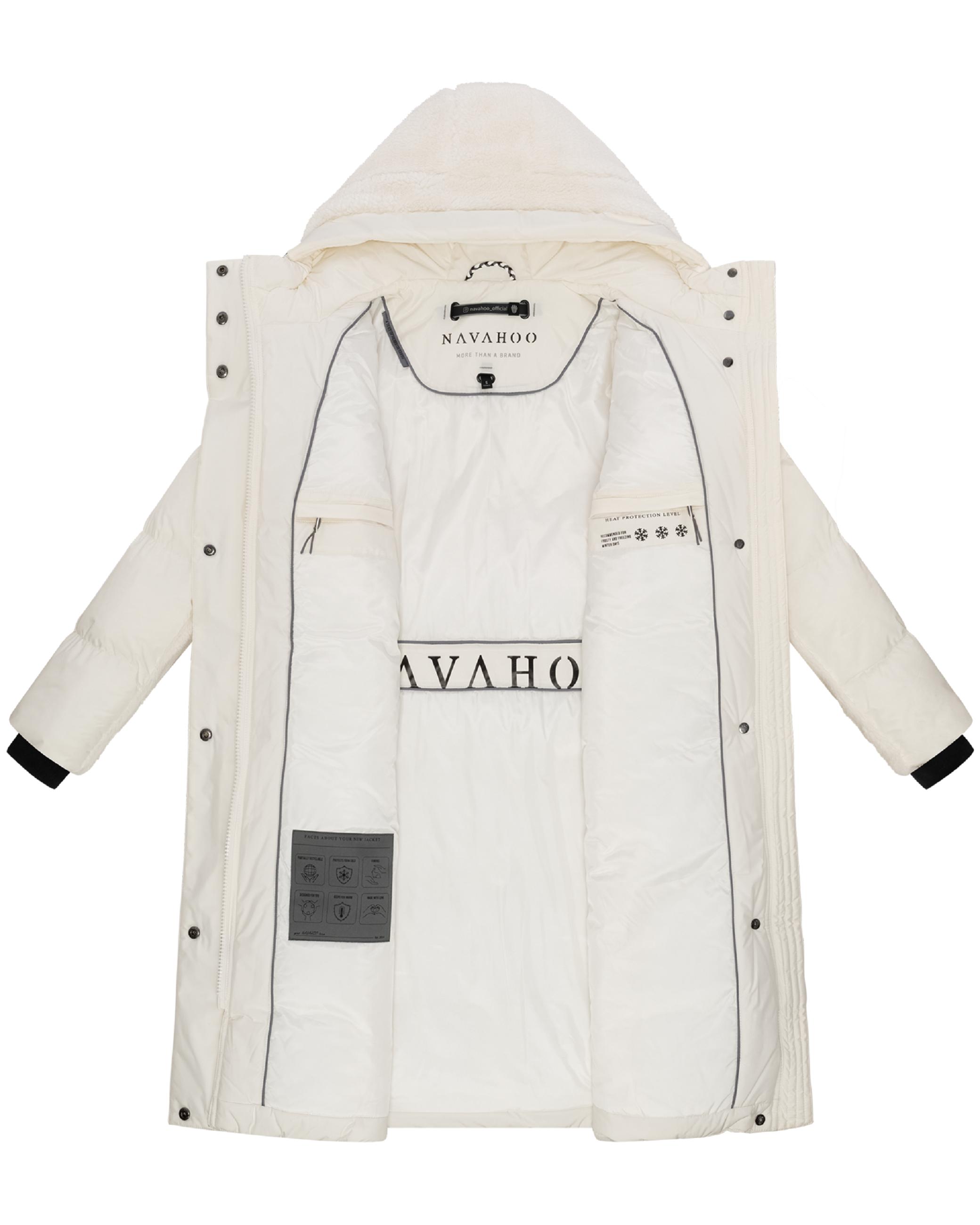 Wintermantel mit Teddyplüsch-Akzenten "Funkelteddy 14" Offwhite
