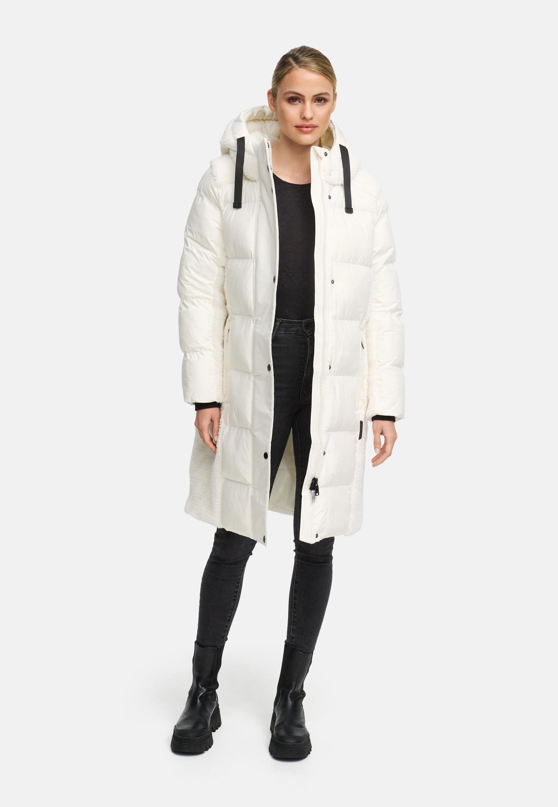 Wintermantel mit Teddyplüsch-Akzenten "Funkelteddy 14" Offwhite