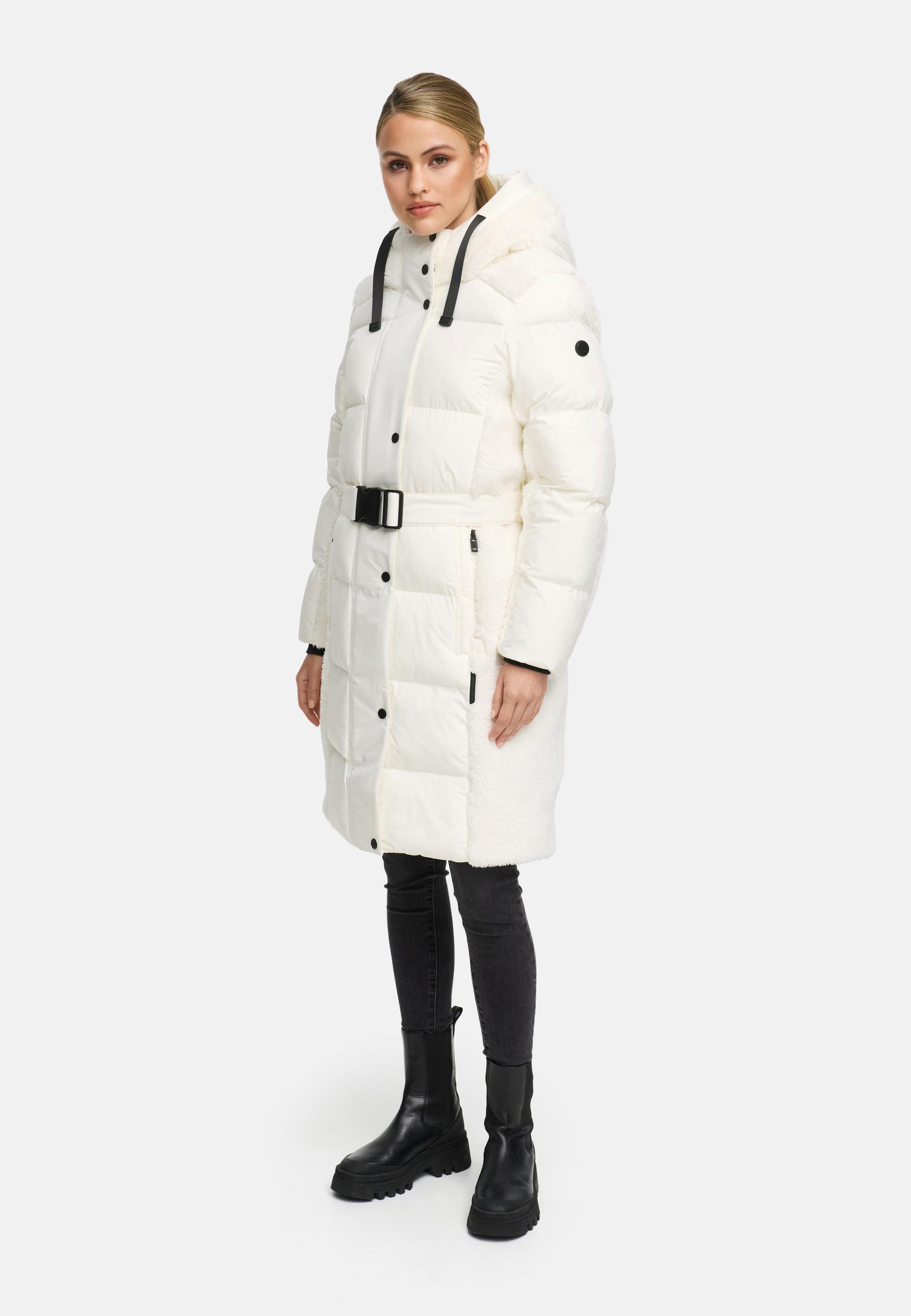 Wintermantel mit Teddyplüsch-Akzenten "Funkelteddy 14" Offwhite