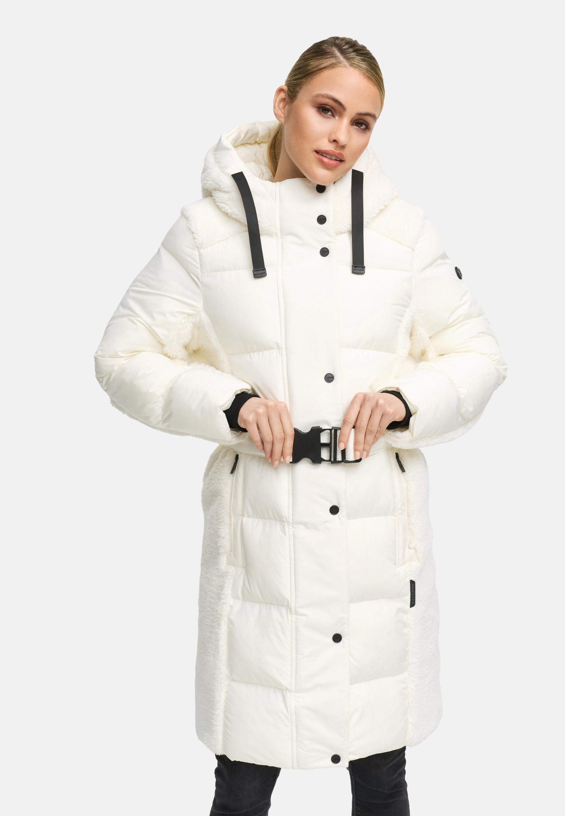 Wintermantel mit Teddyplüsch-Akzenten "Funkelteddy 14" Offwhite
