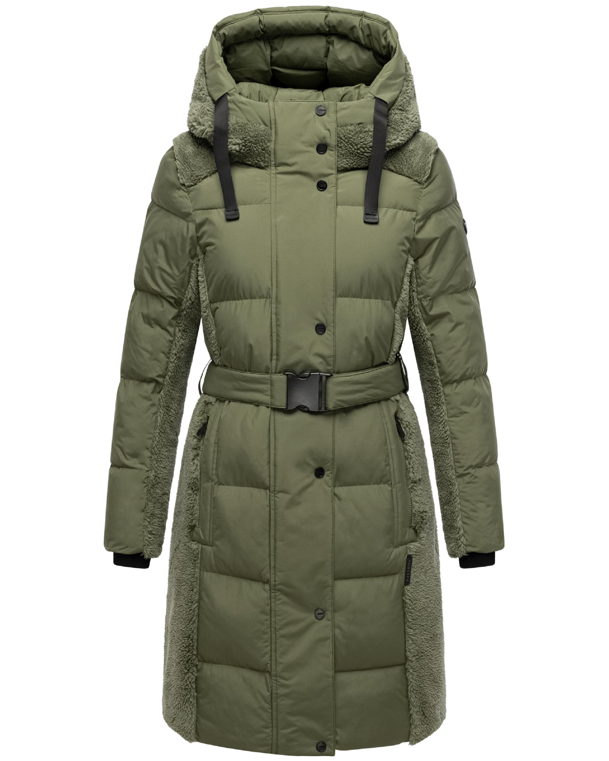 Wintermantel mit Teddyplüsch-Akzenten "Funkelteddy 14" Olive Leaf