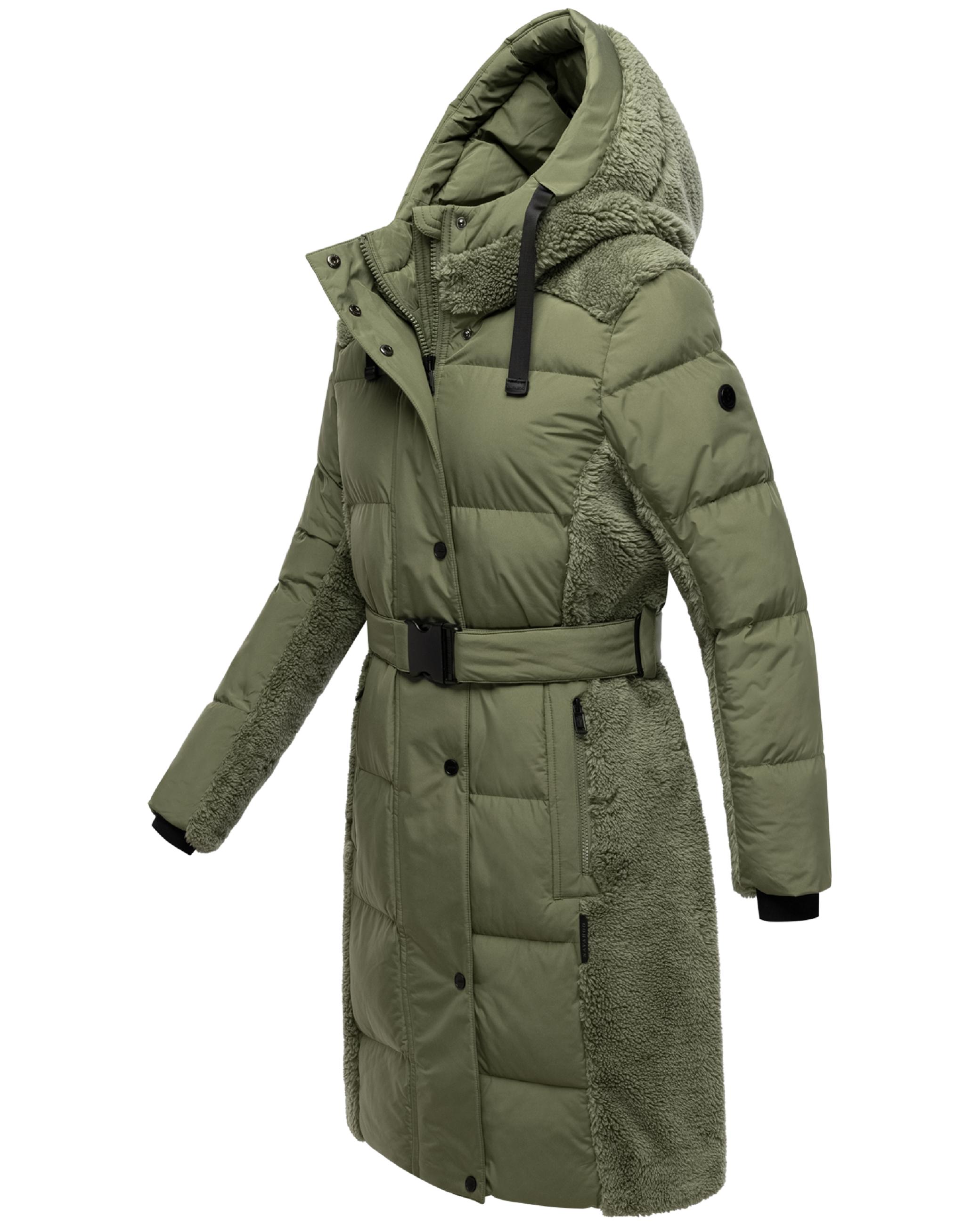 Wintermantel mit Teddyplüsch-Akzenten "Funkelteddy 14" Olive Leaf