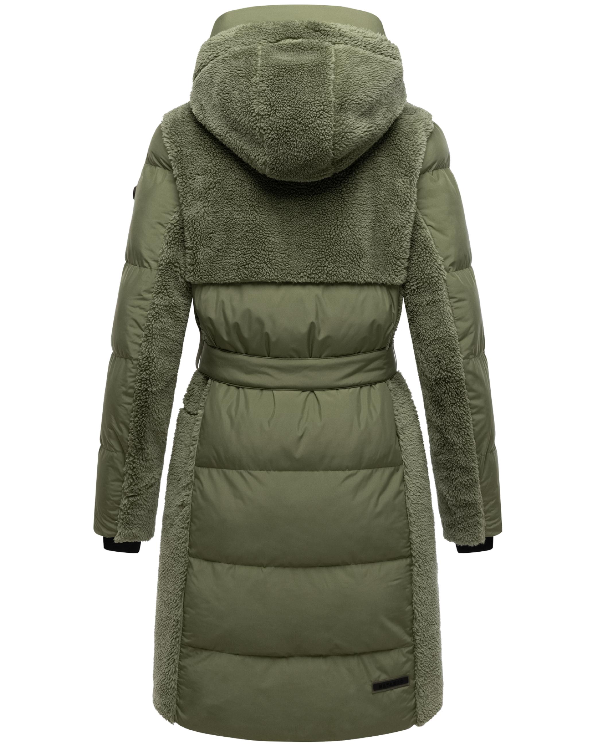Wintermantel mit Teddyplüsch-Akzenten "Funkelteddy 14" Olive Leaf
