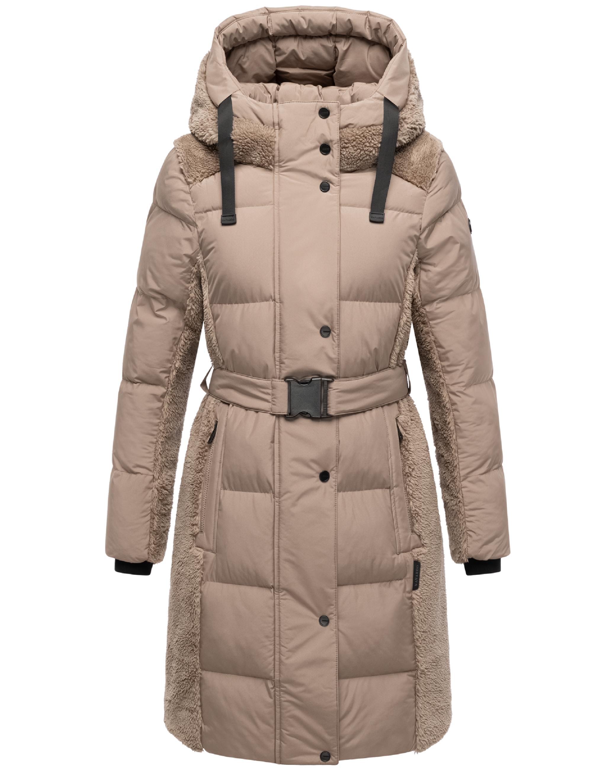 Wintermantel mit Teddyplüsch-Akzenten "Funkelteddy 14" Taupe Grey