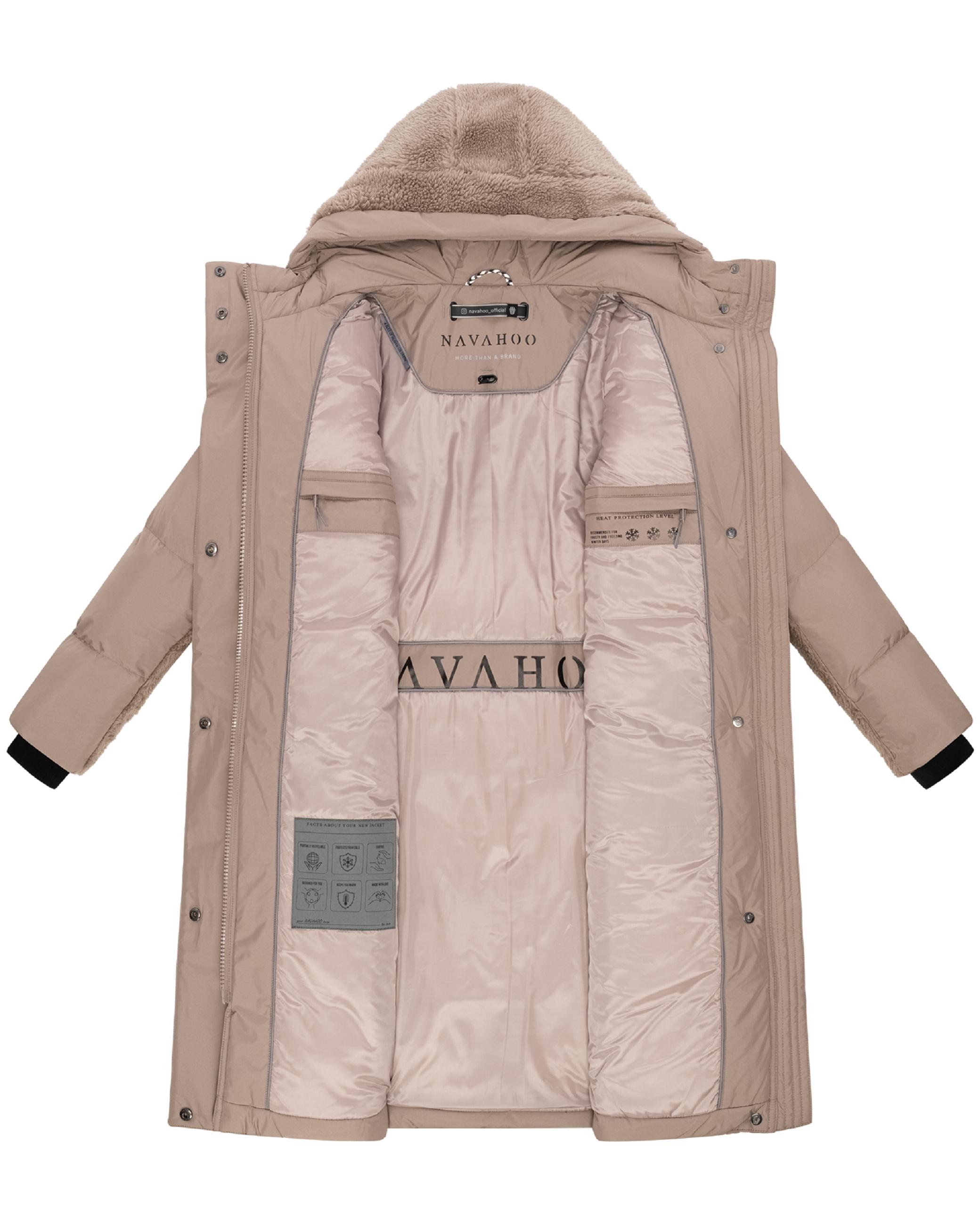 Wintermantel mit Teddyplüsch-Akzenten "Funkelteddy 14" Taupe Grey