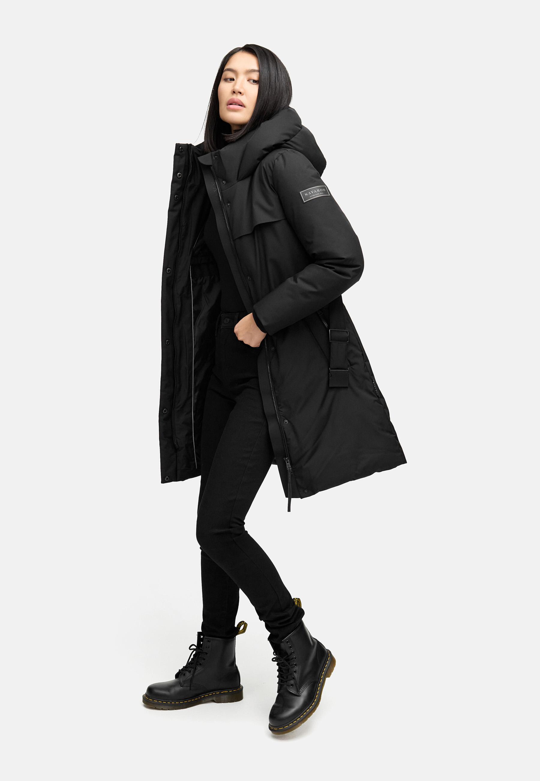 Warmer Wintermantel mit Gürtel "Gipfelspass XIV" Black