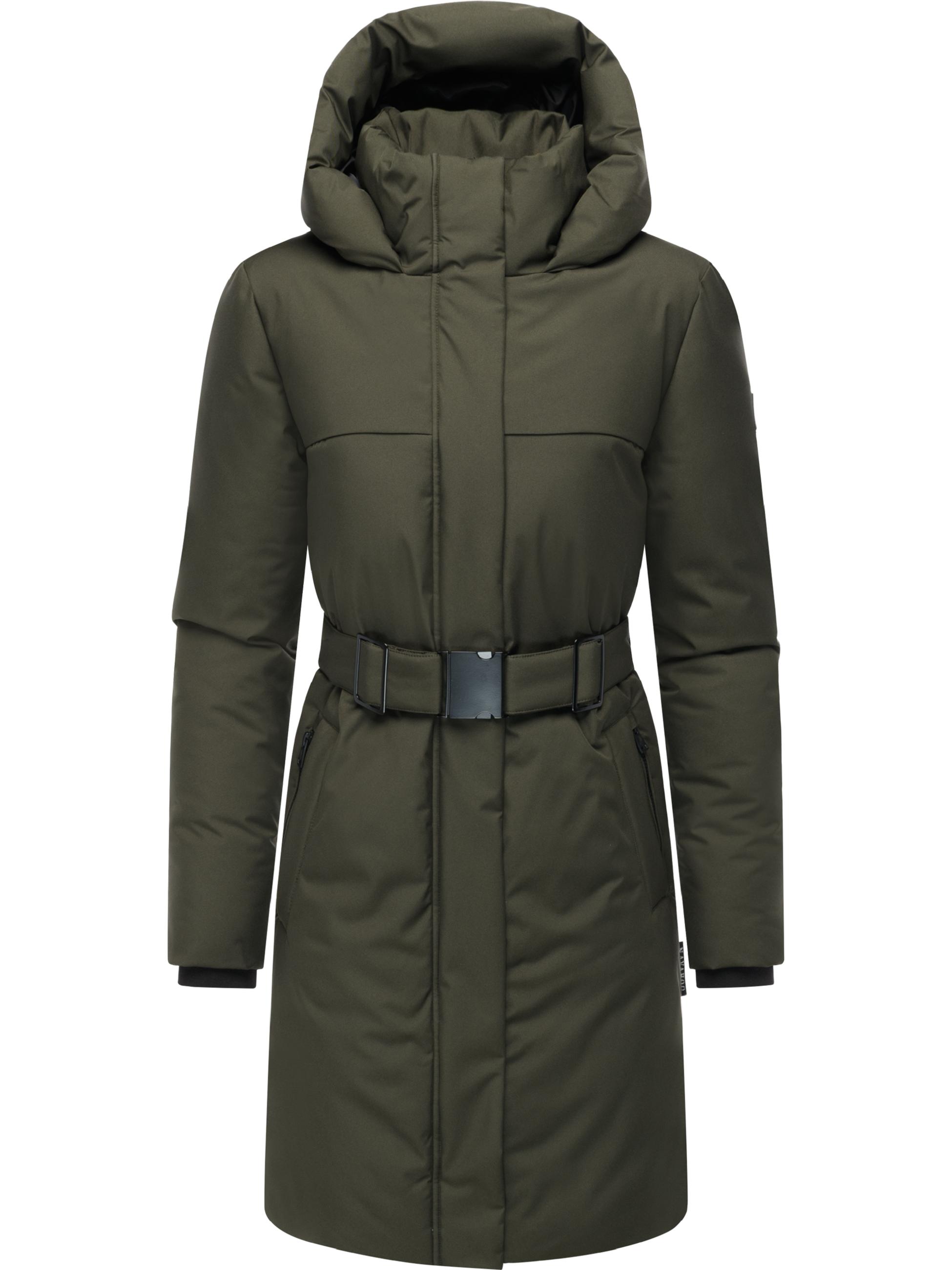 Warmer Wintermantel mit Gürtel "Gipfelspass XIV" Dark Olive