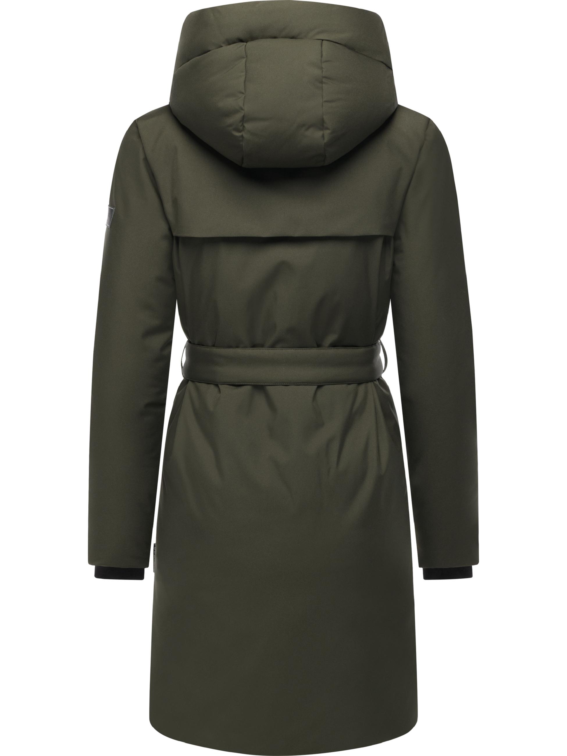 Warmer Wintermantel mit Gürtel "Gipfelspass XIV" Dark Olive