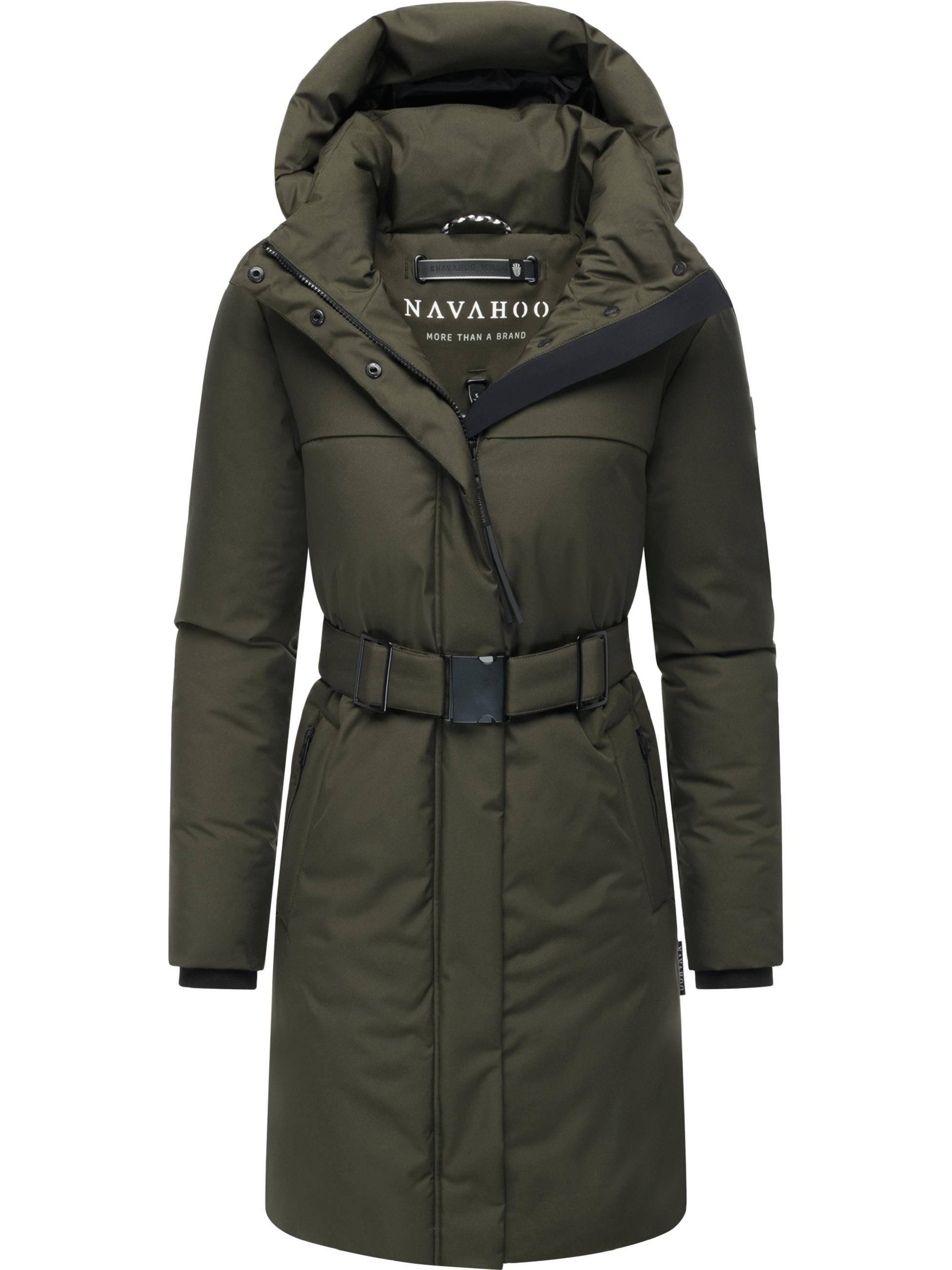 Warmer Wintermantel mit Gürtel "Gipfelspass XIV" Dark Olive