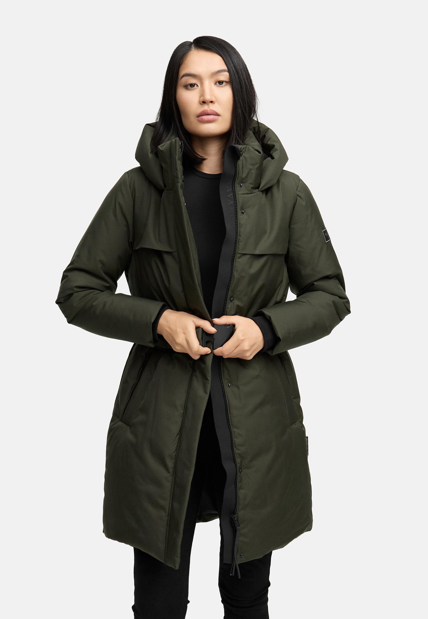 Warmer Wintermantel mit Gürtel "Gipfelspass XIV" Dark Olive