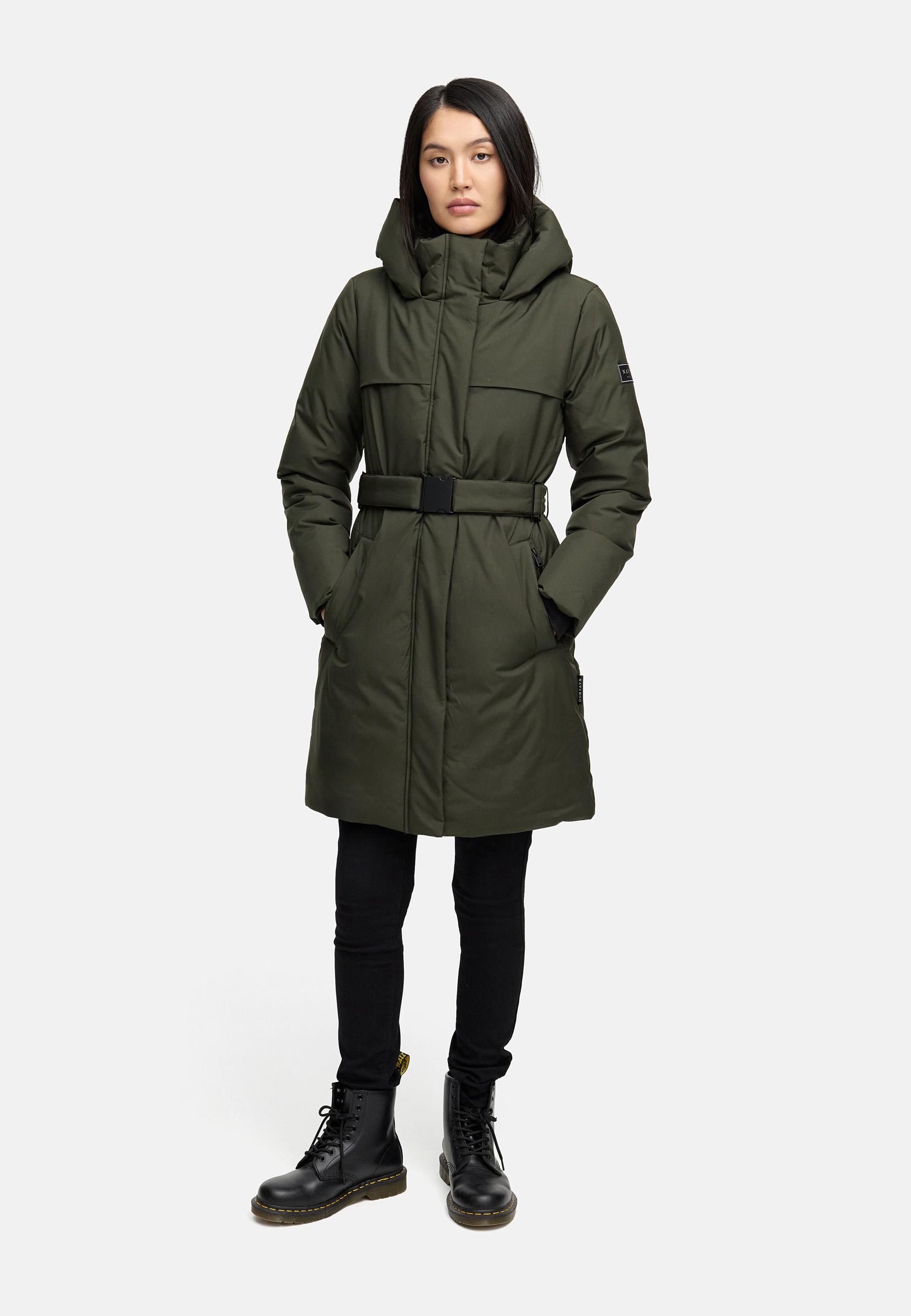 Warmer Wintermantel mit Gürtel "Gipfelspass XIV" Dark Olive