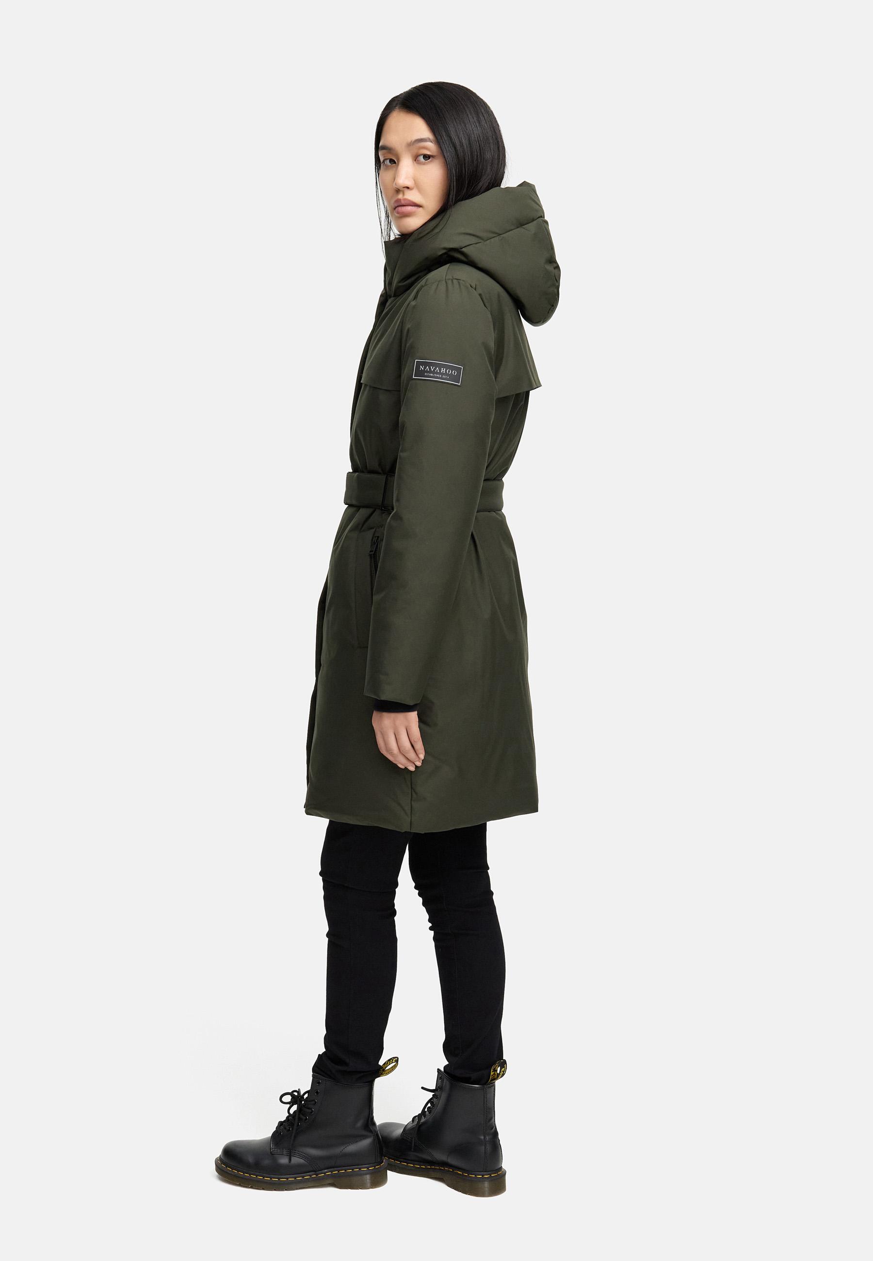 Warmer Wintermantel mit Gürtel "Gipfelspass XIV" Dark Olive