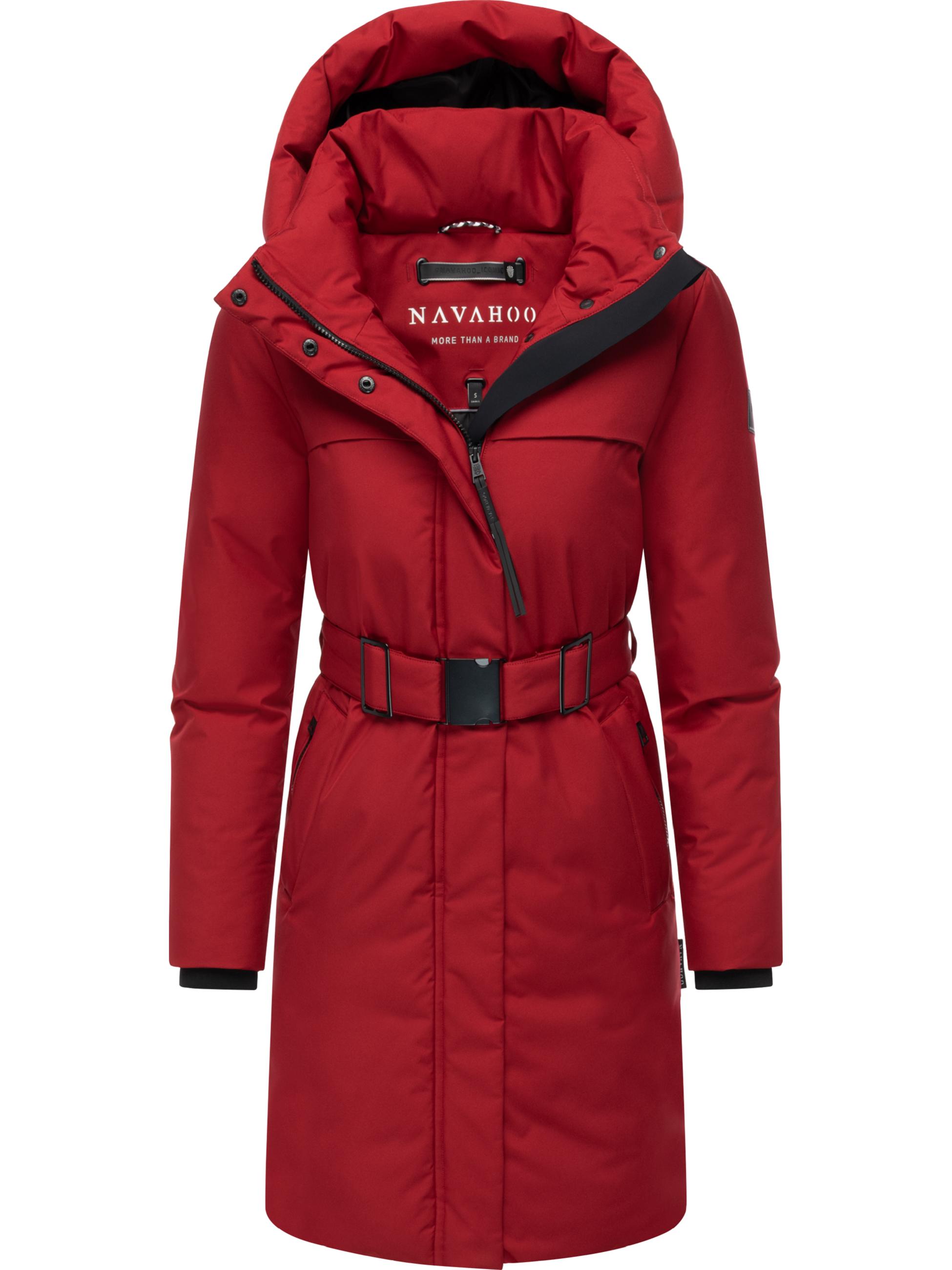 Warmer Wintermantel mit Gürtel "Gipfelspass XIV" Dark Red