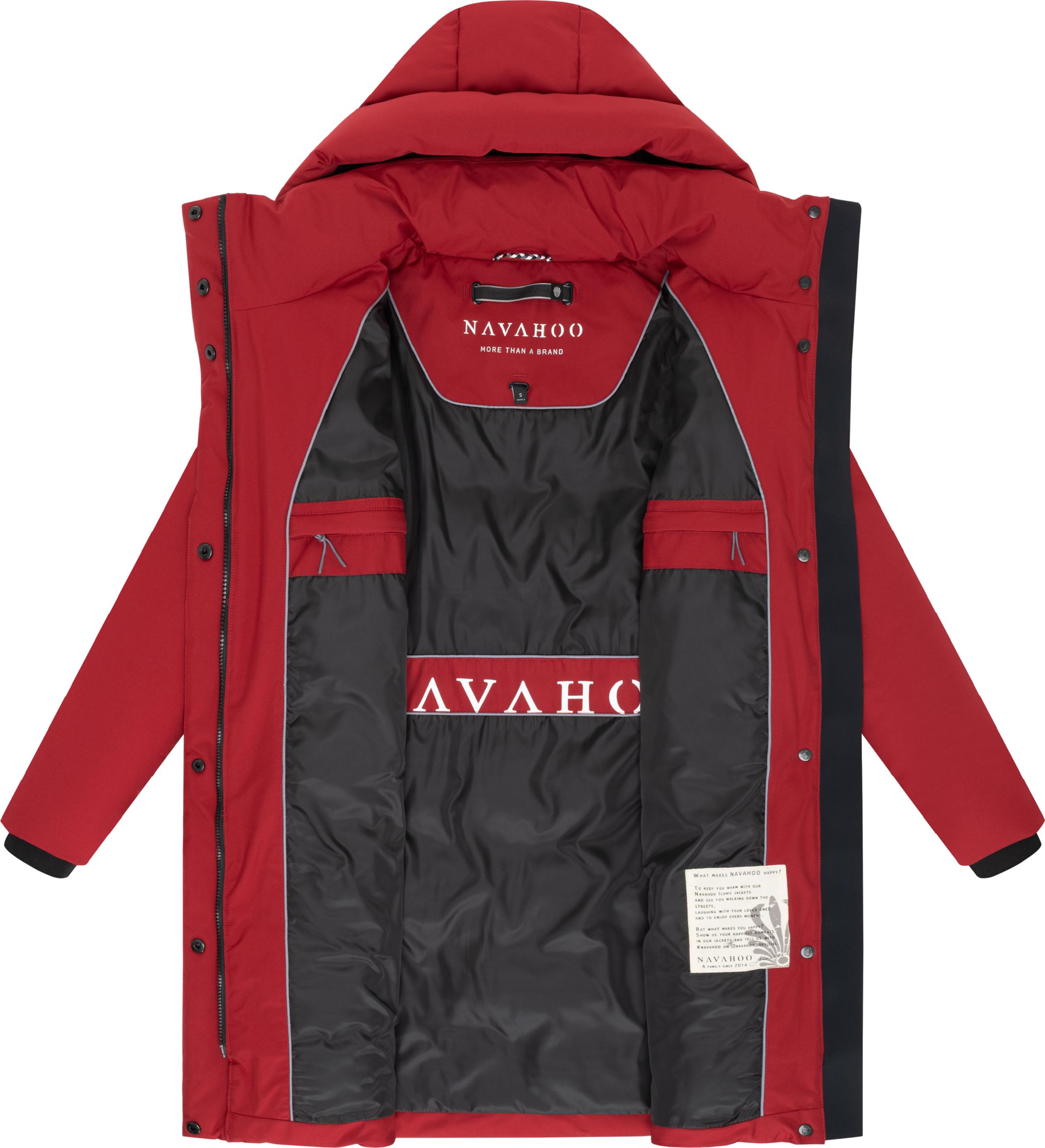 Warmer Wintermantel mit Gürtel "Gipfelspass XIV" Dark Red