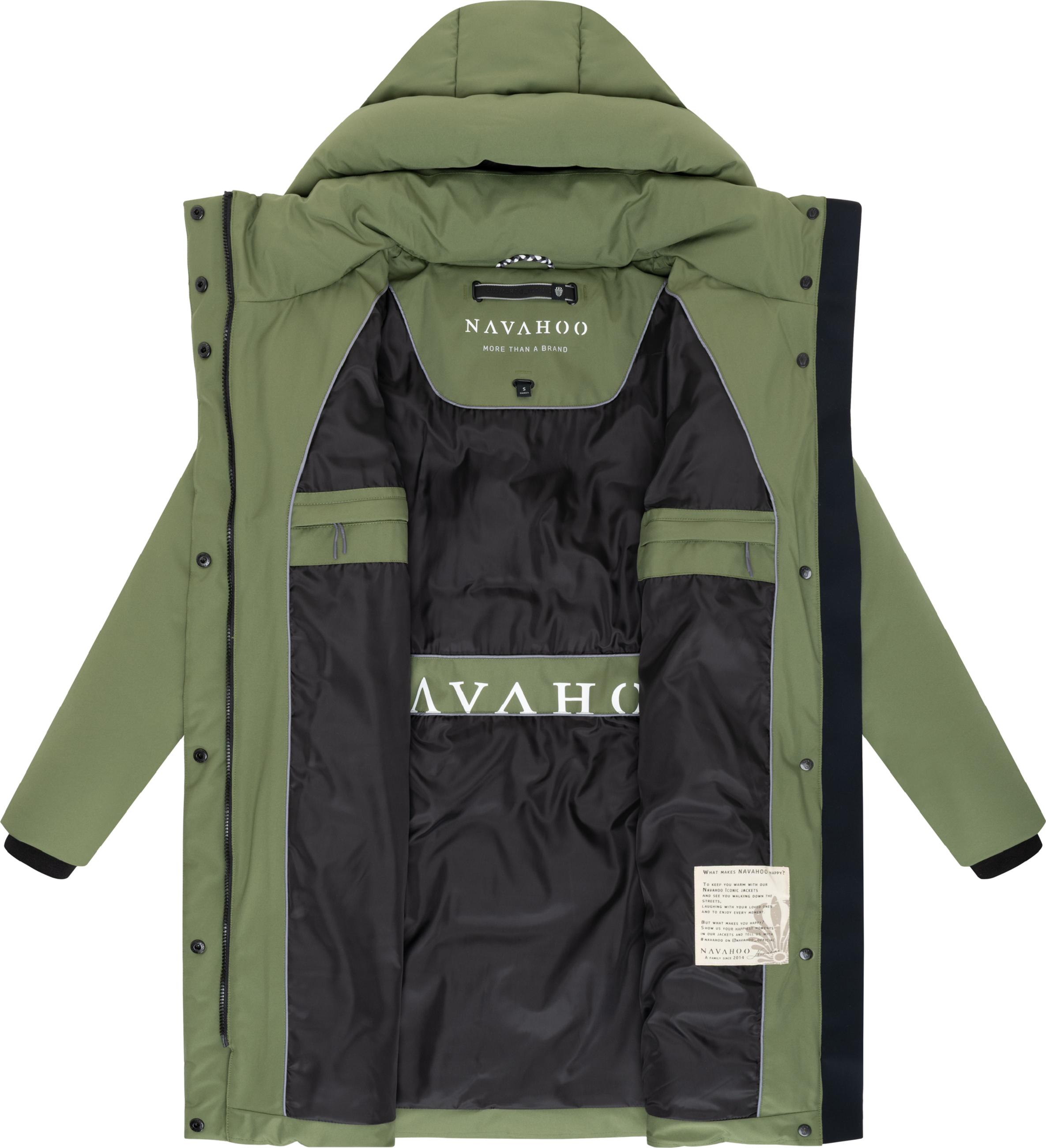 Warmer Wintermantel mit Gürtel "Gipfelspass XIV" Olive Leaf