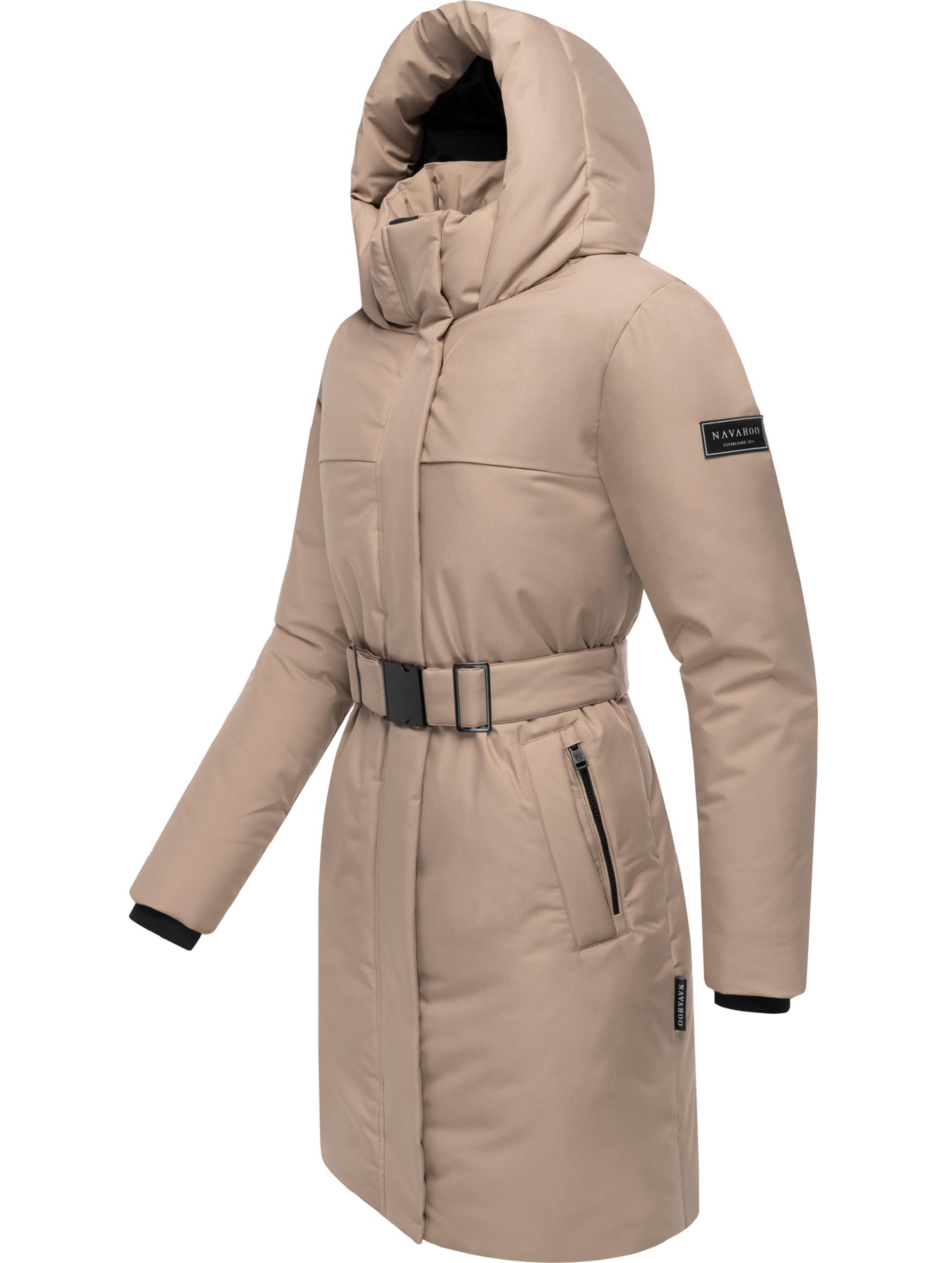 Warmer Wintermantel mit Gürtel "Gipfelspass XIV" Taupe Grey