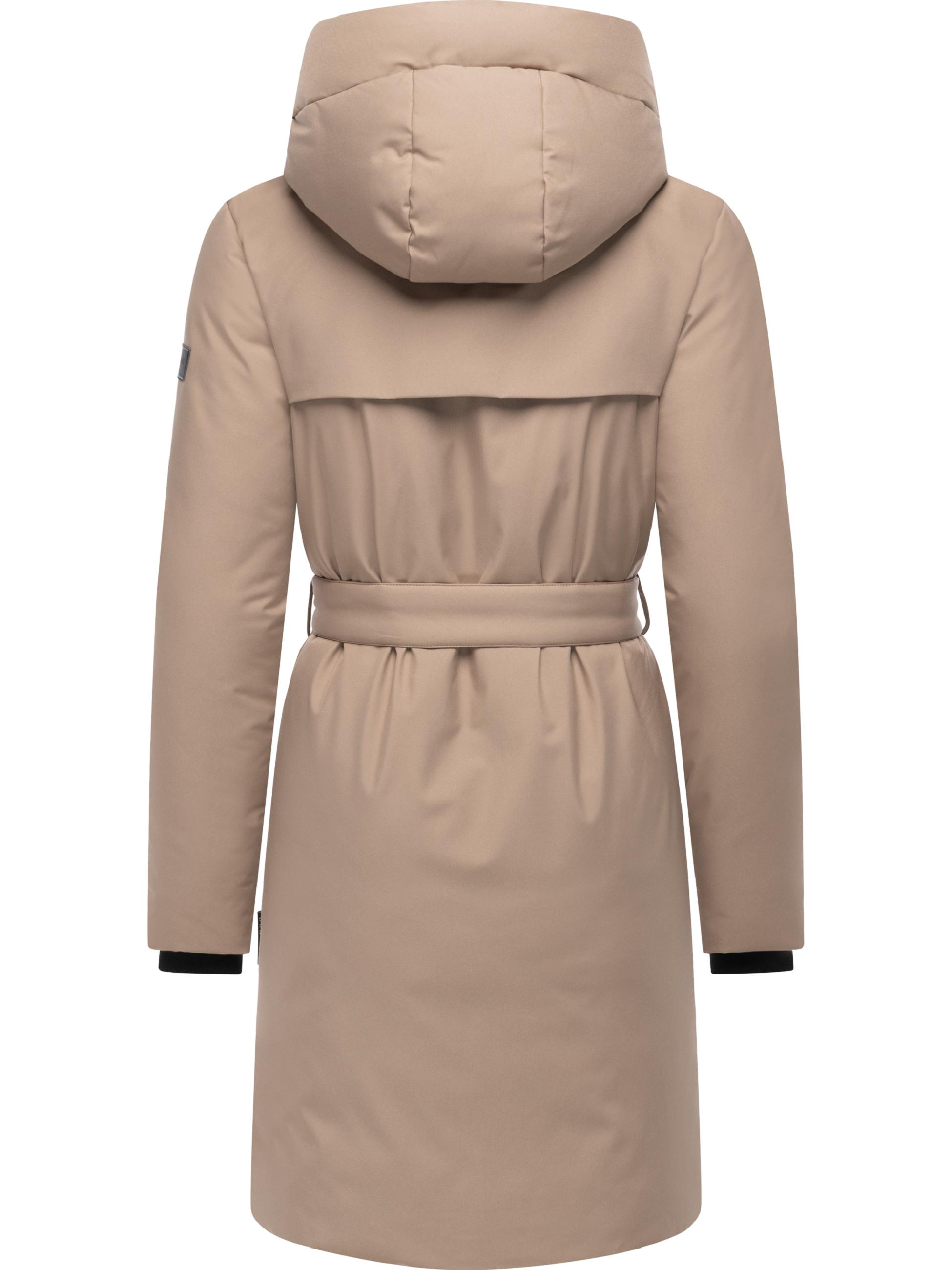 Warmer Wintermantel mit Gürtel "Gipfelspass XIV" Taupe Grey