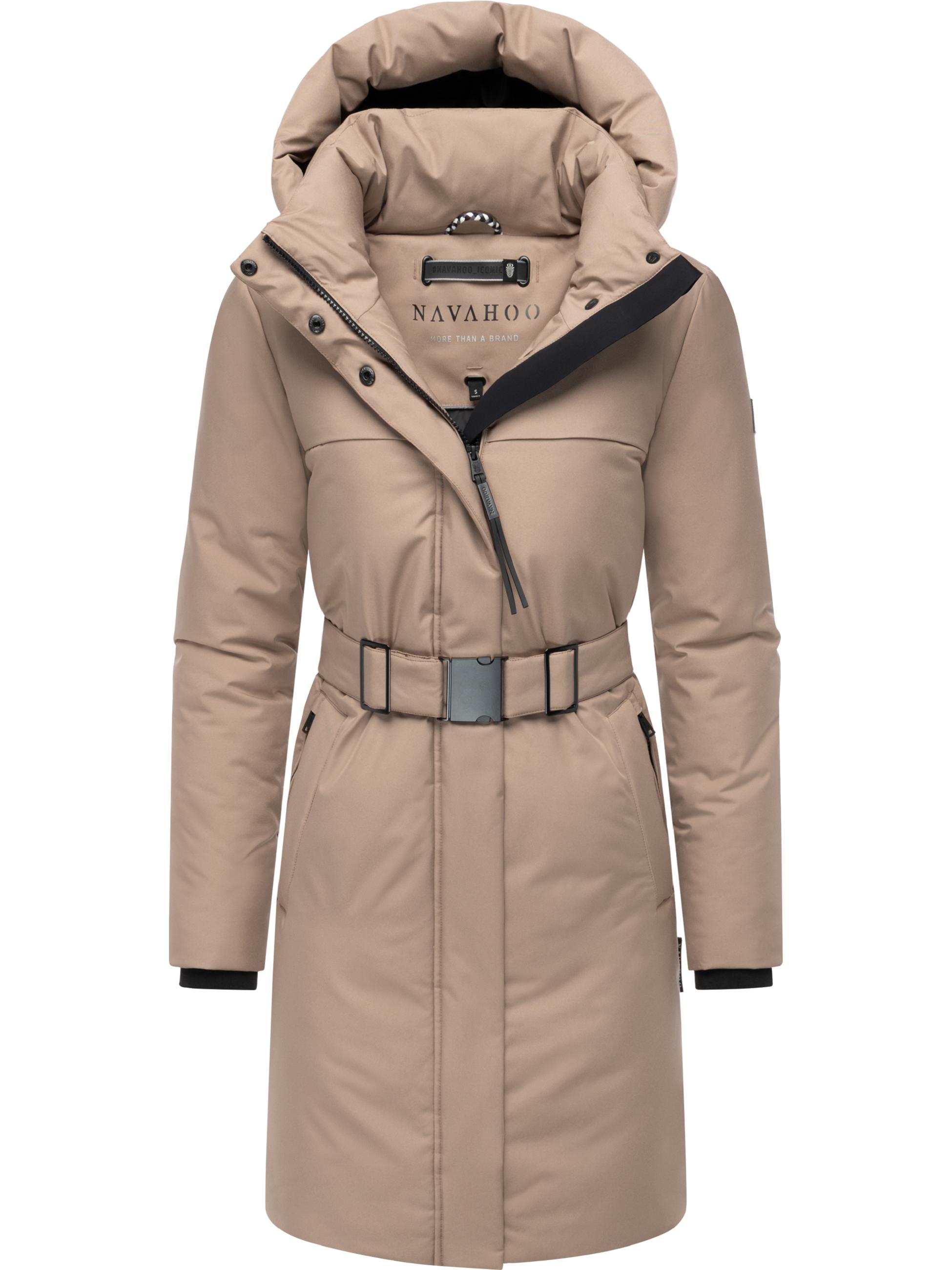 Warmer Wintermantel mit Gürtel "Gipfelspass XIV" Taupe Grey