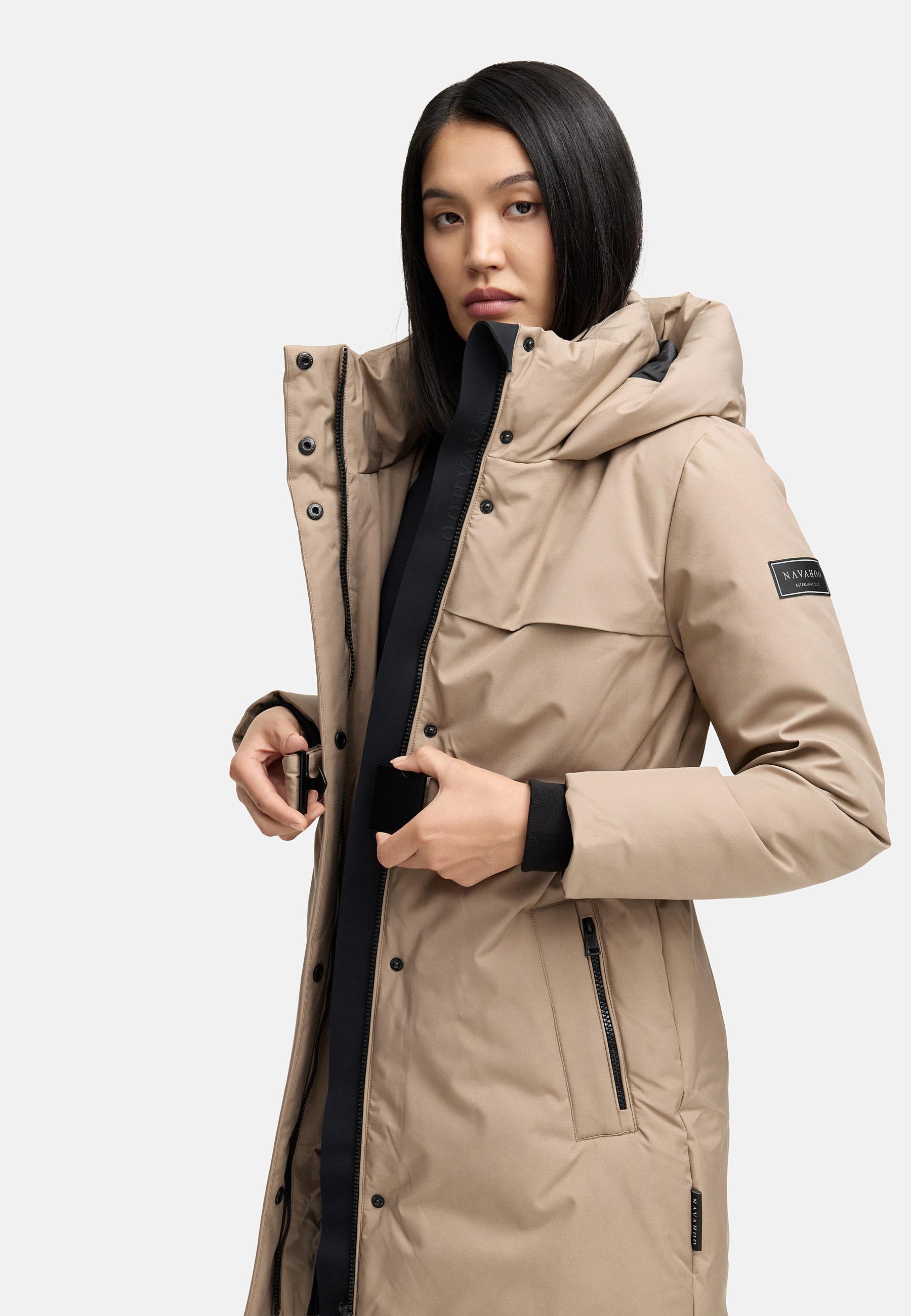 Warmer Wintermantel mit Gürtel "Gipfelspass XIV" Taupe Grey