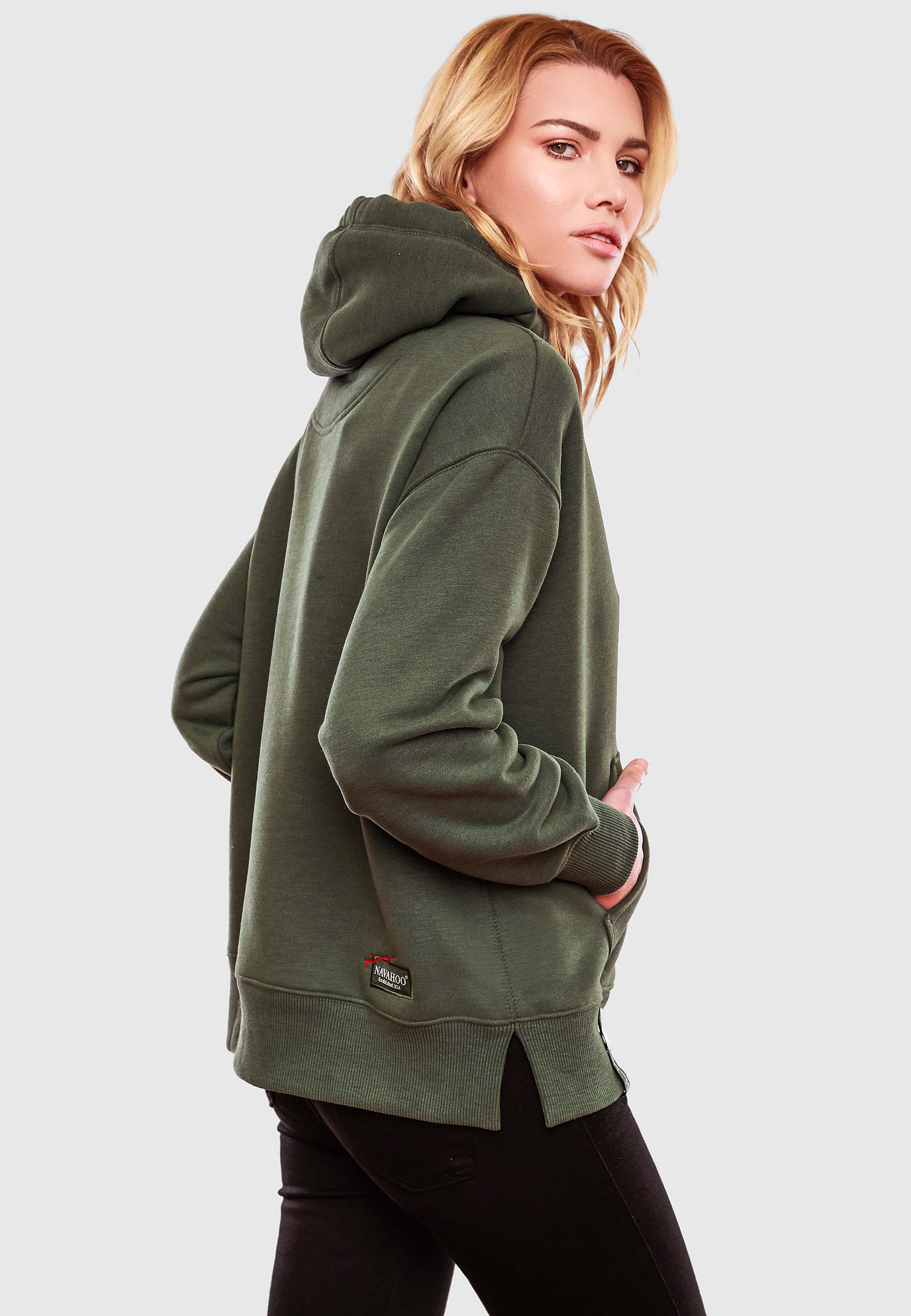 Weicher Oversize Hoodie "Goldfee" Dark Olive