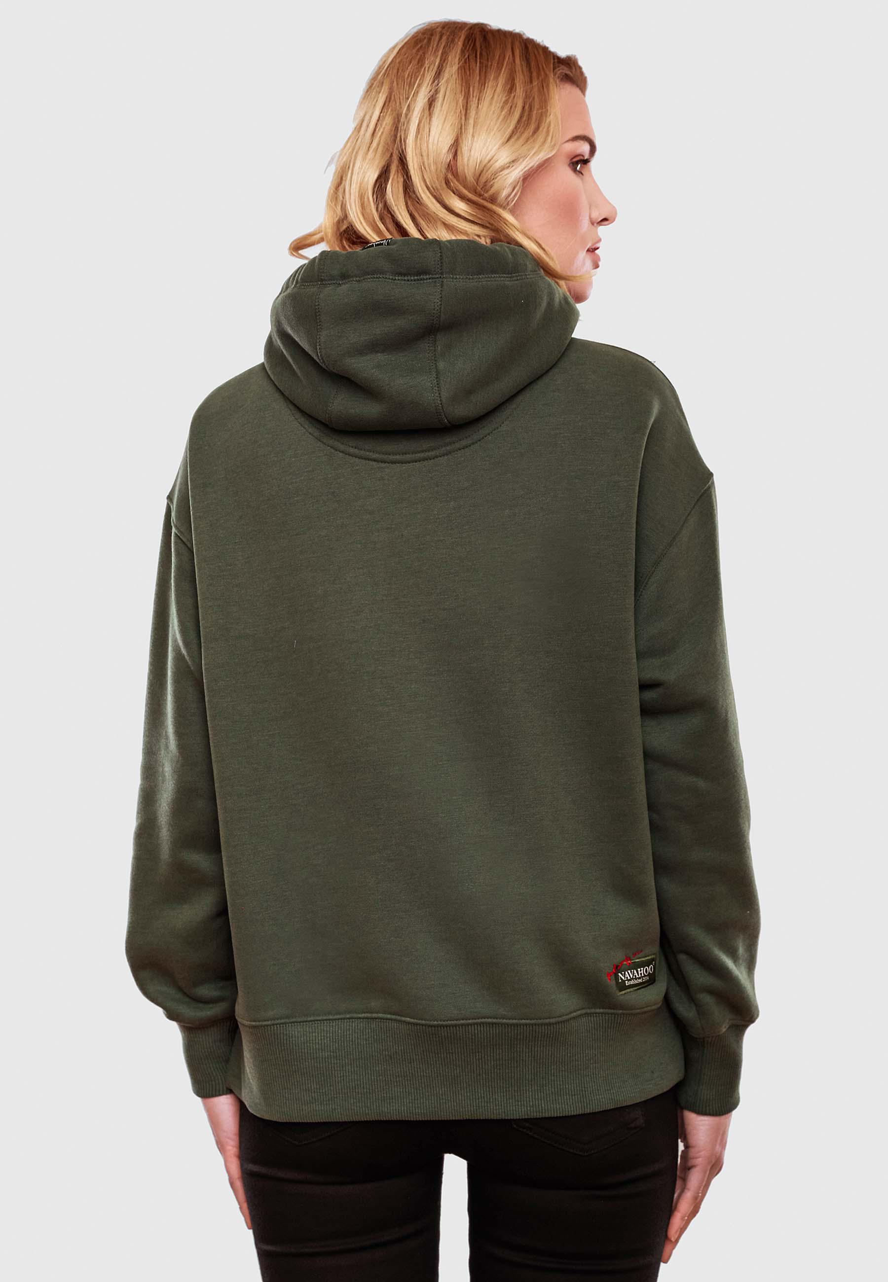 Weicher Oversize Hoodie "Goldfee" Dark Olive