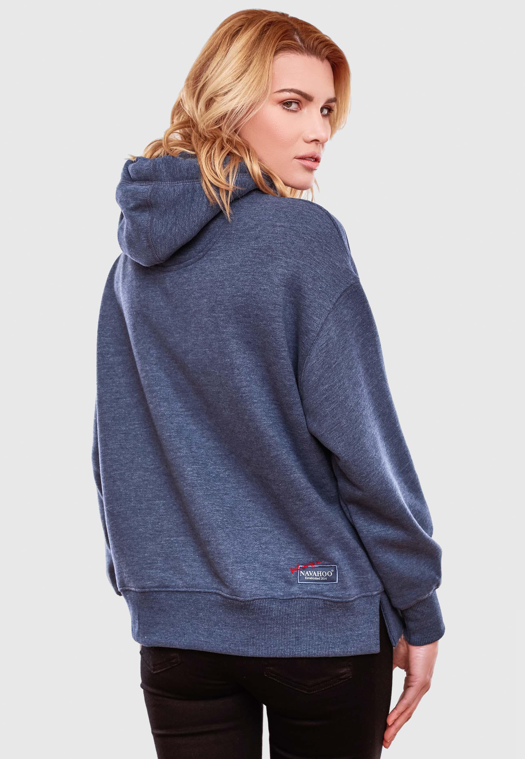 Weicher Oversize Hoodie "Goldfee" Dusty Blue Melange