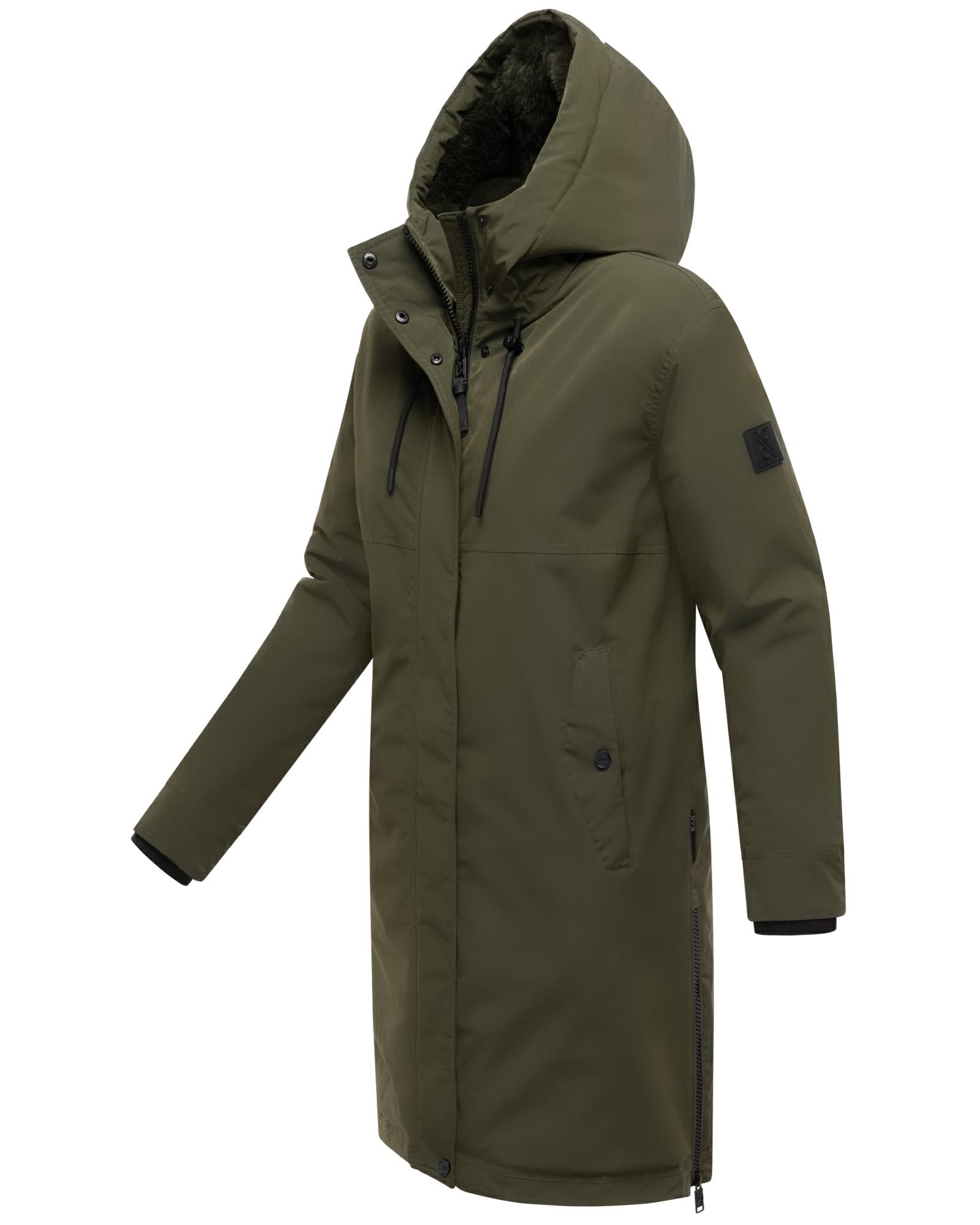 Wintermantel mit Kapuze "Hageltanz 14" Dark Olive