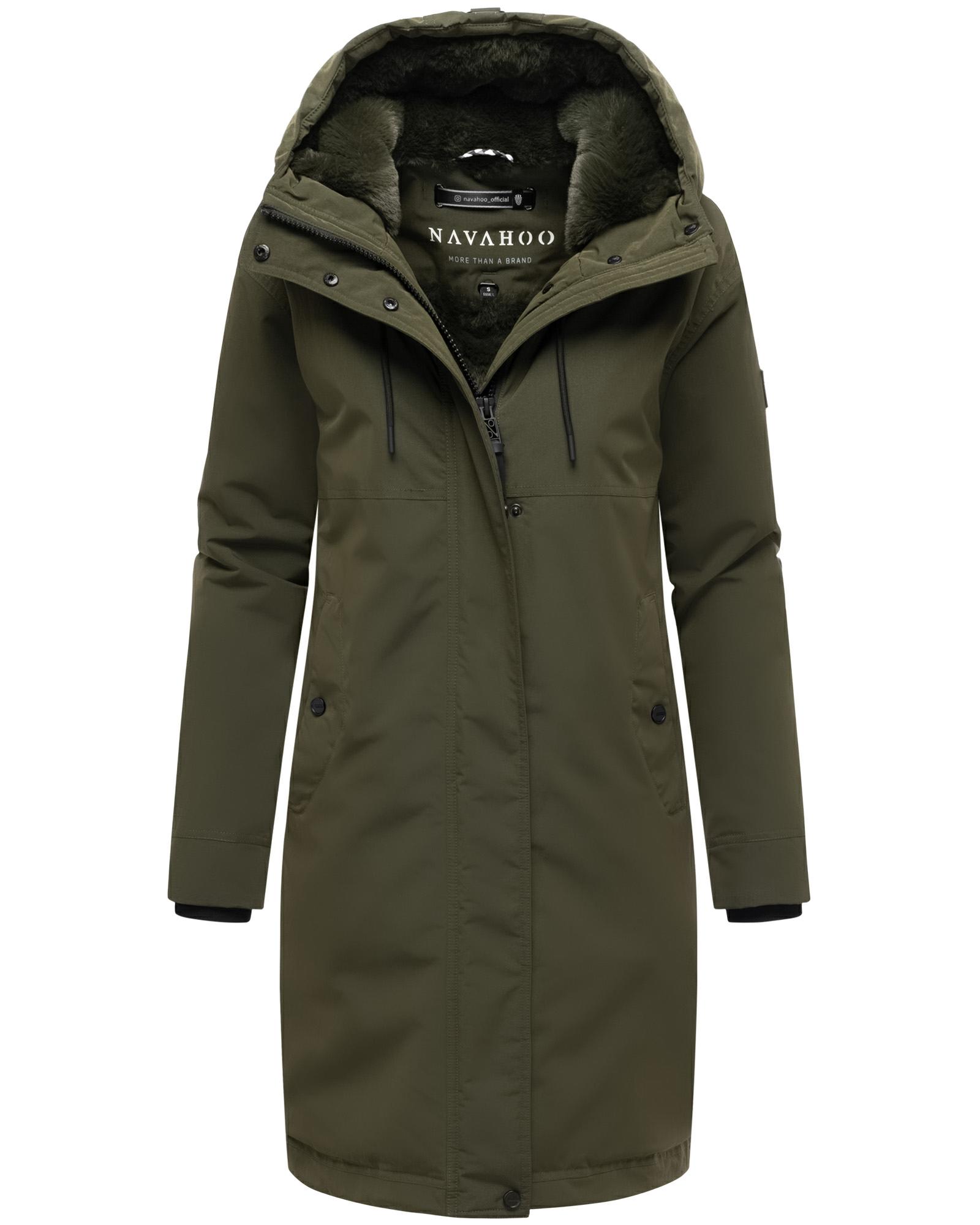 Wintermantel mit Kapuze "Hageltanz 14" Dark Olive