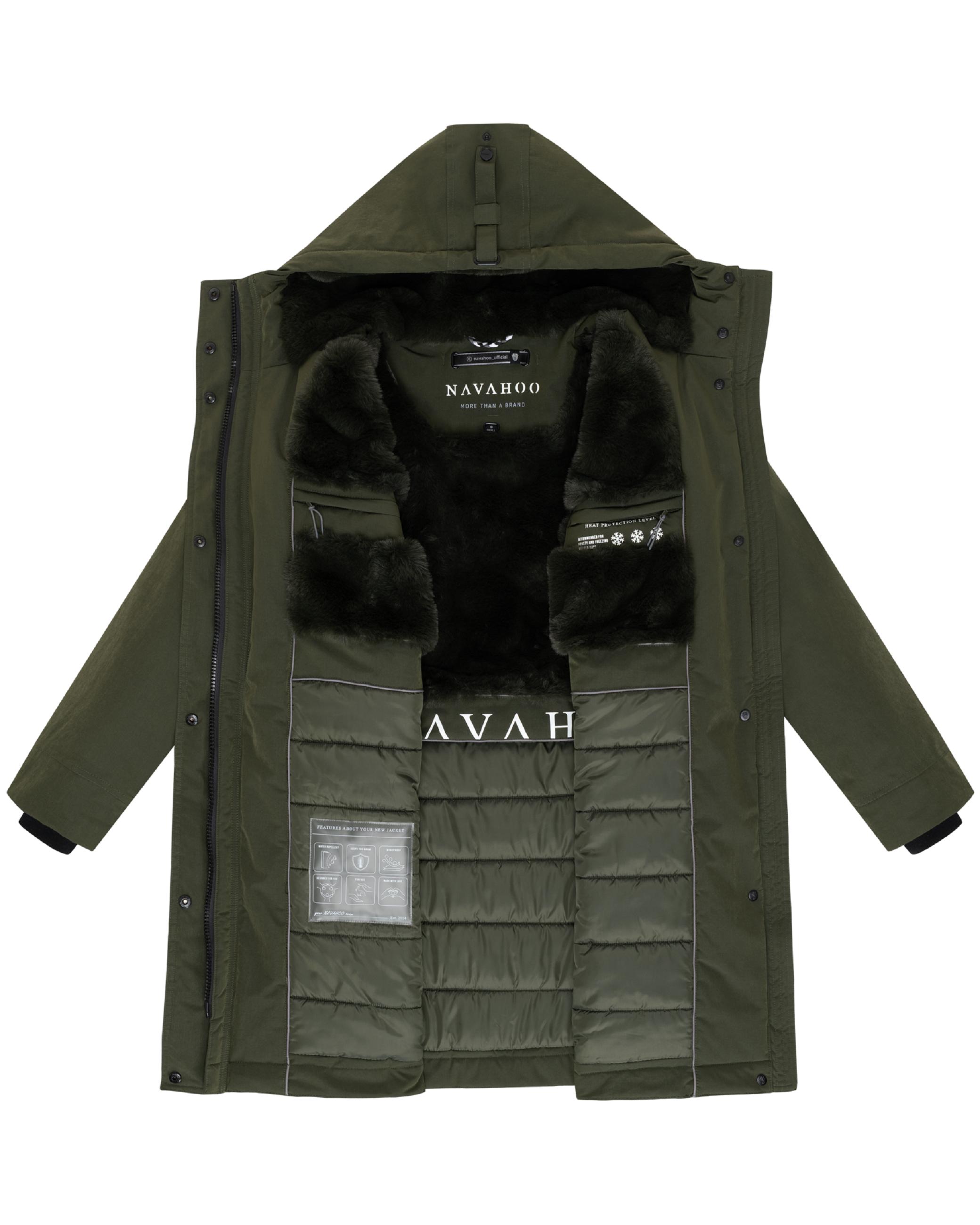 Wintermantel mit Kapuze "Hageltanz 14" Dark Olive