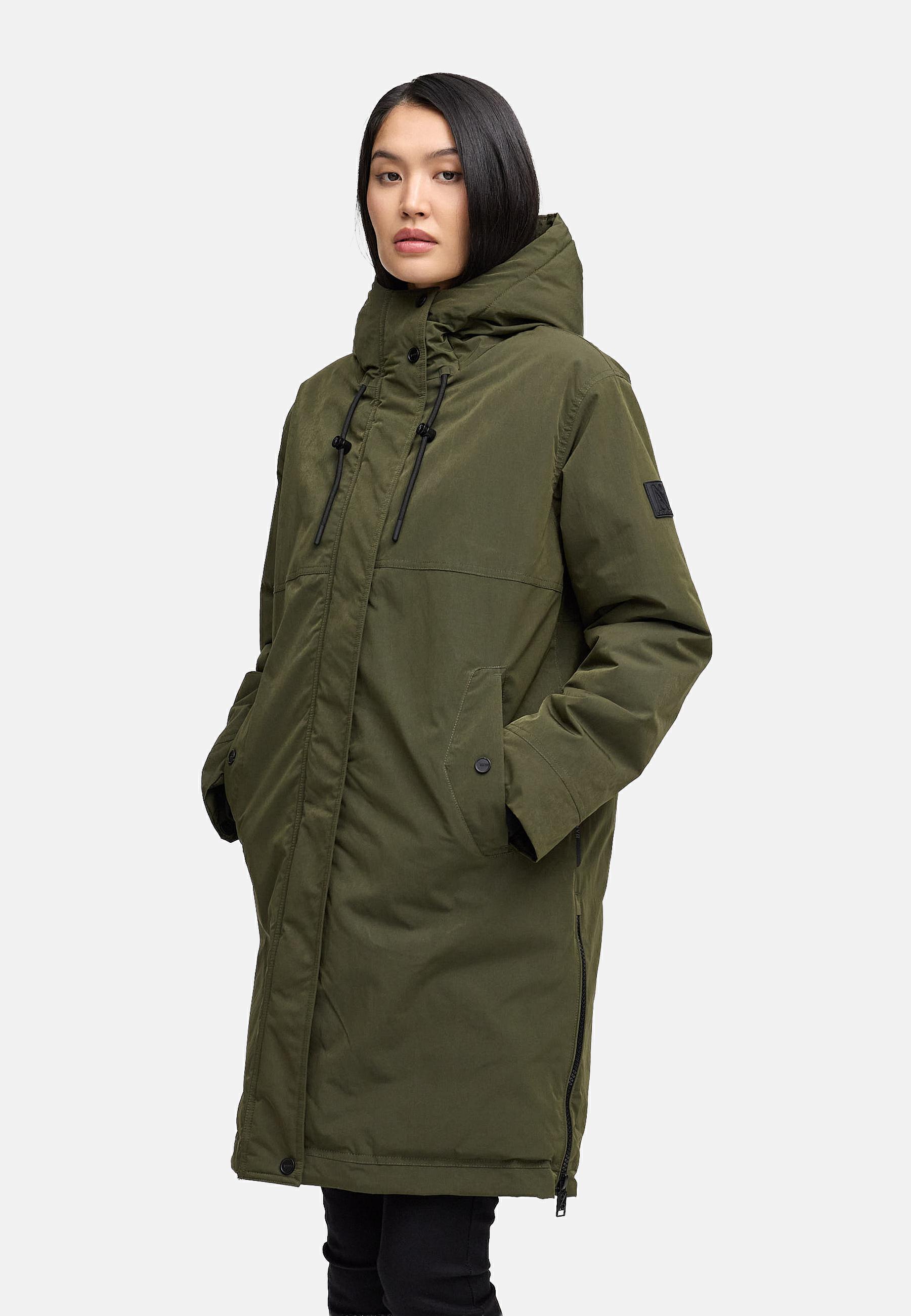 Wintermantel mit Kapuze "Hageltanz 14" Dark Olive