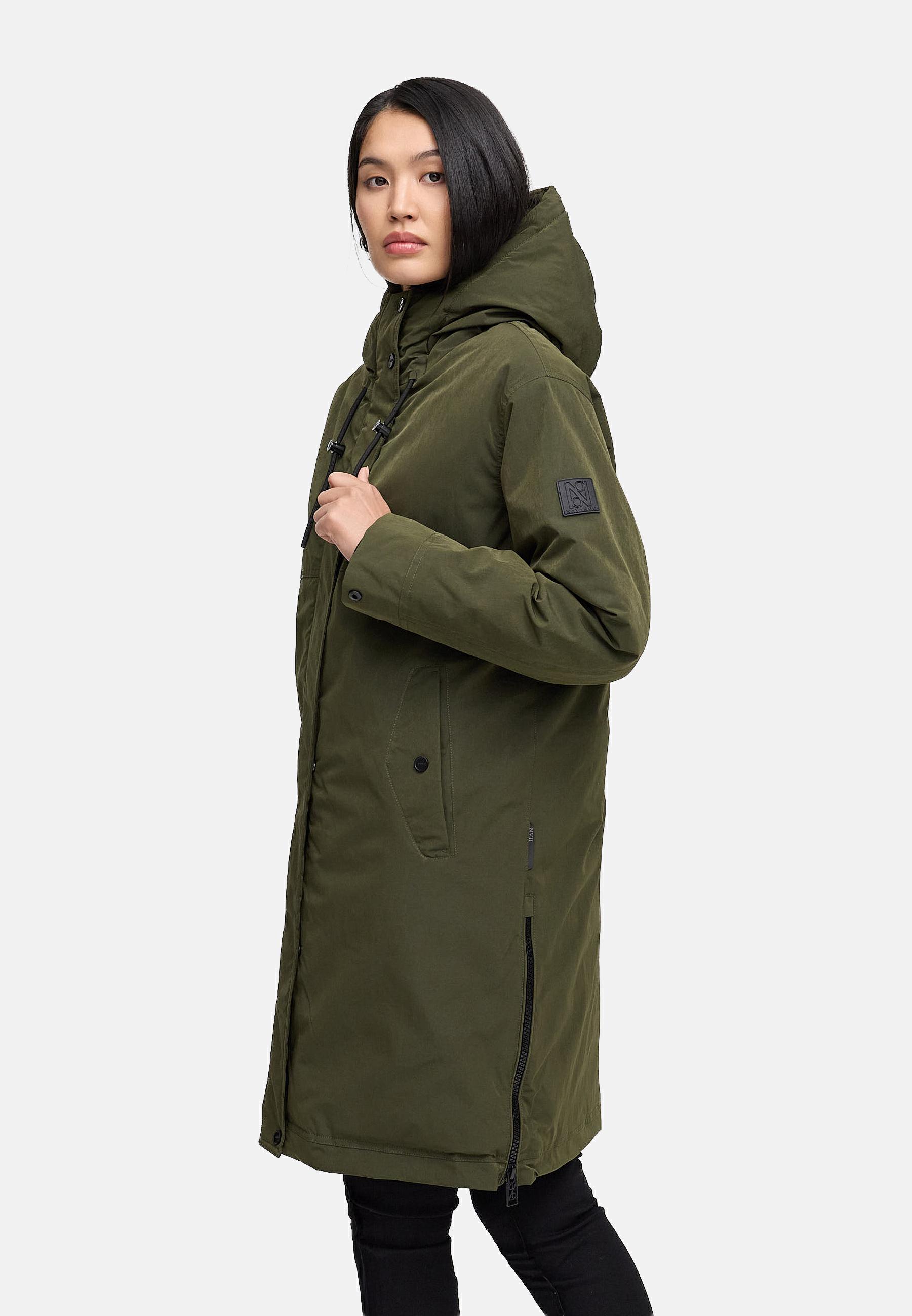 Wintermantel mit Kapuze "Hageltanz 14" Dark Olive