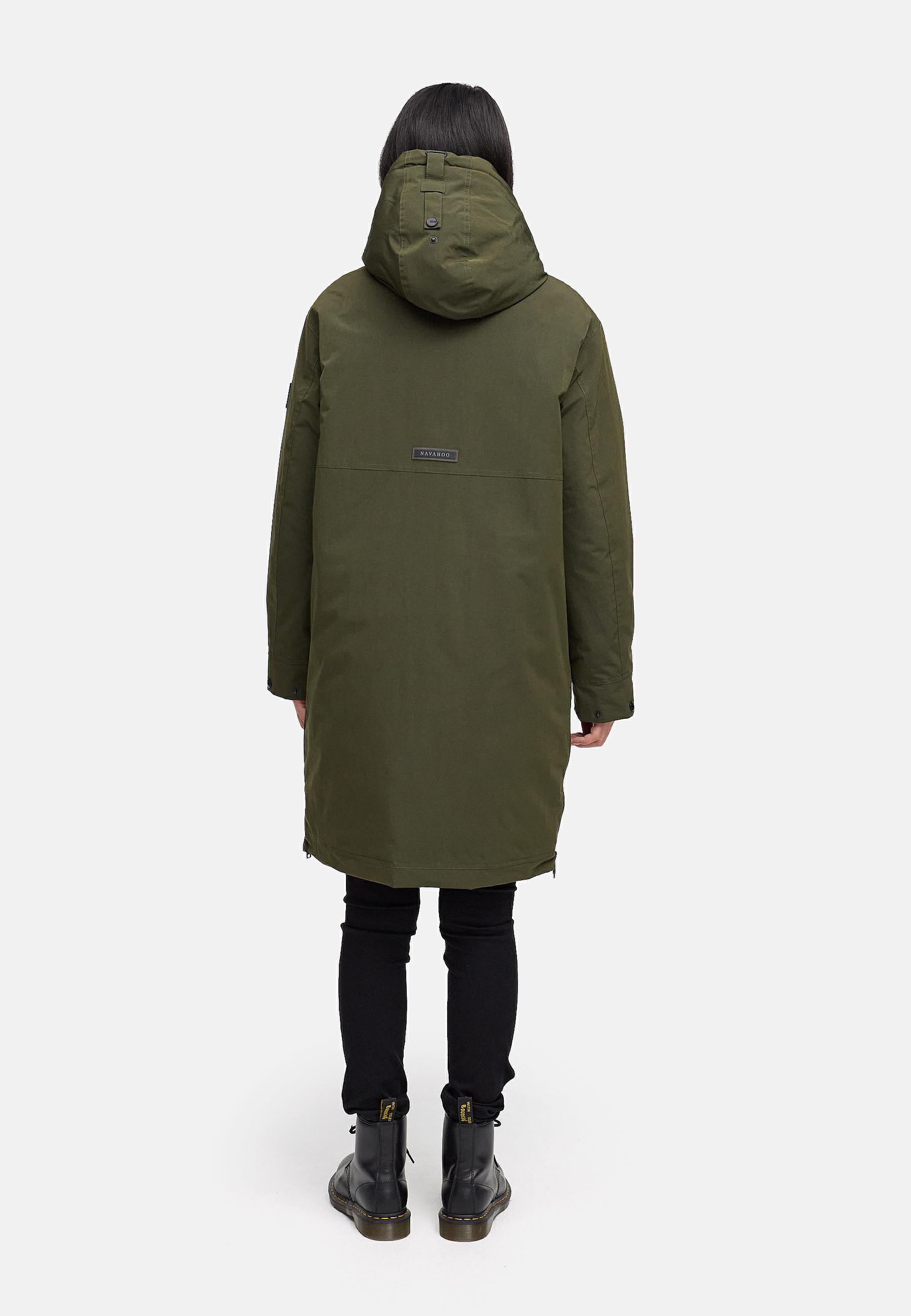 Wintermantel mit Kapuze "Hageltanz 14" Dark Olive