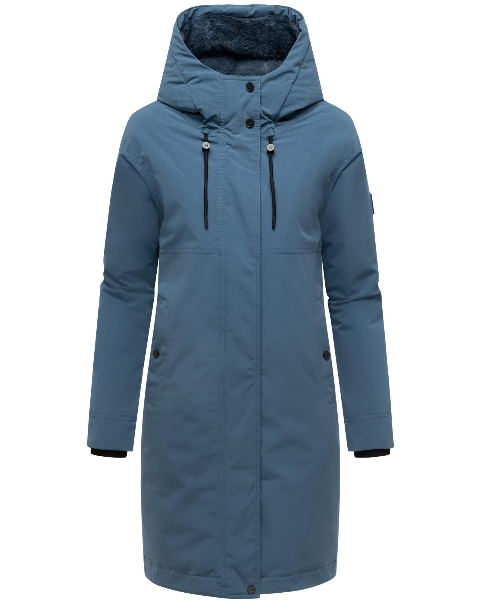 Wintermantel mit Kapuze "Hageltanz 14" Dusty Blue