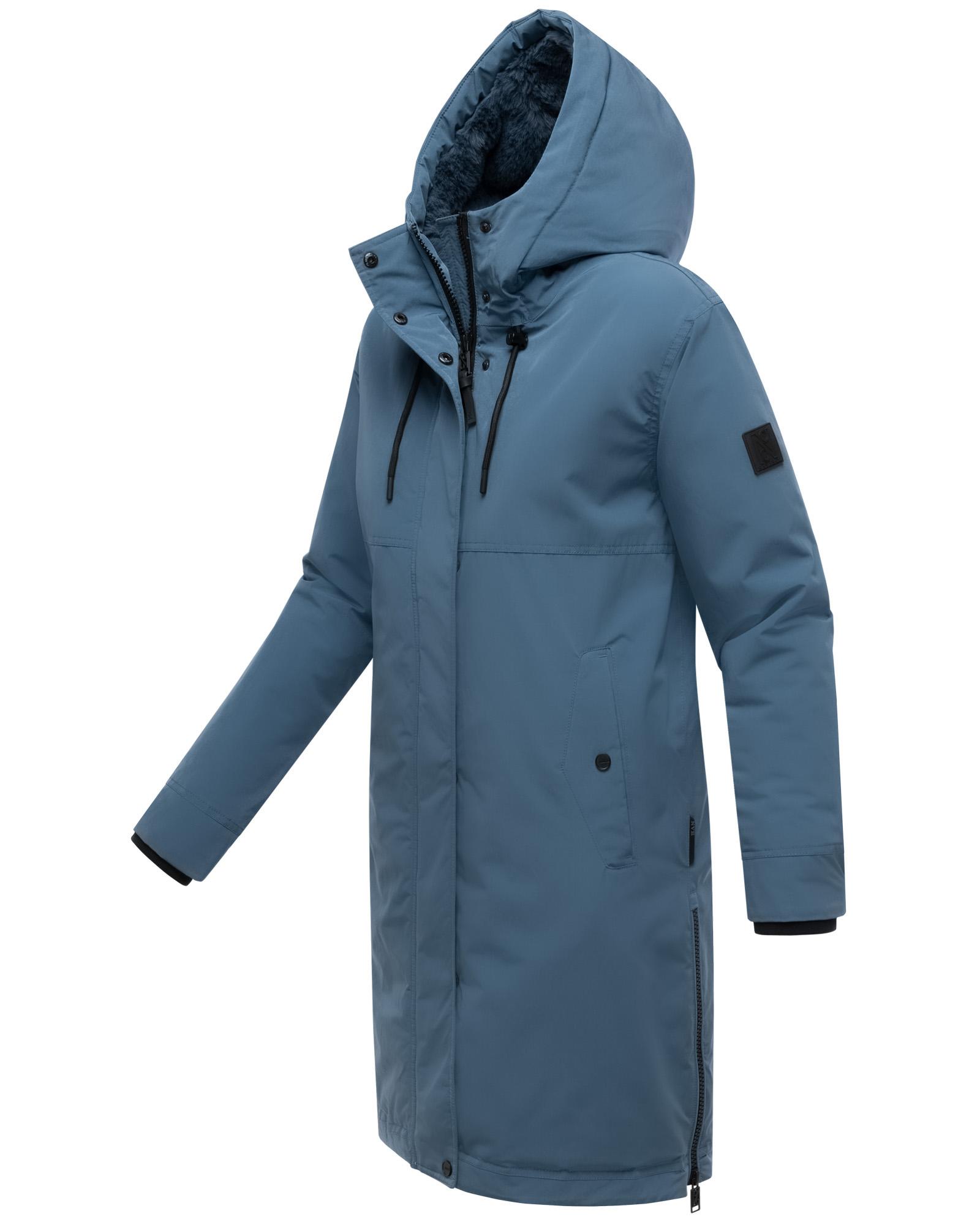 Wintermantel mit Kapuze "Hageltanz 14" Dusty Blue
