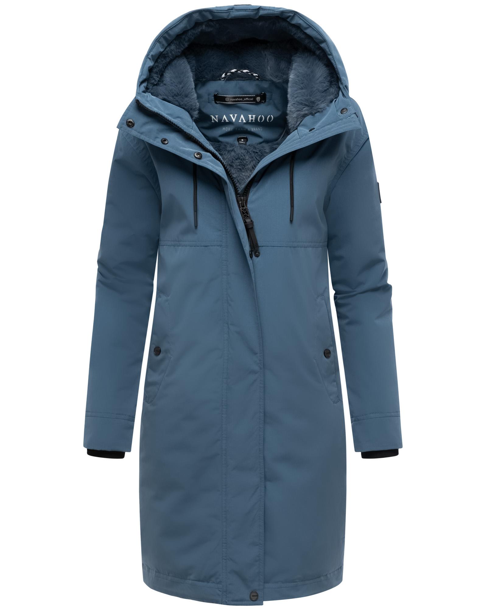 Wintermantel mit Kapuze "Hageltanz 14" Dusty Blue