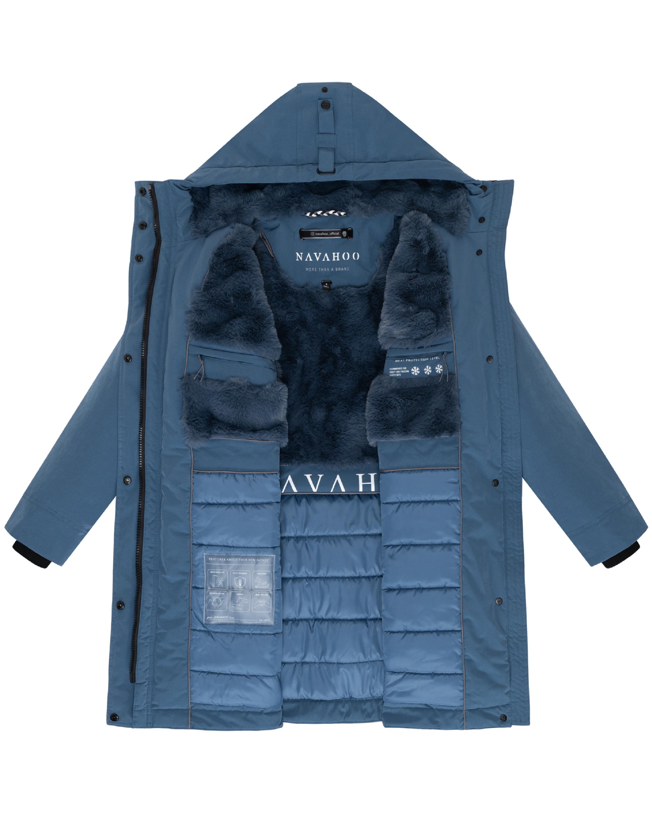 Wintermantel mit Kapuze "Hageltanz 14" Dusty Blue