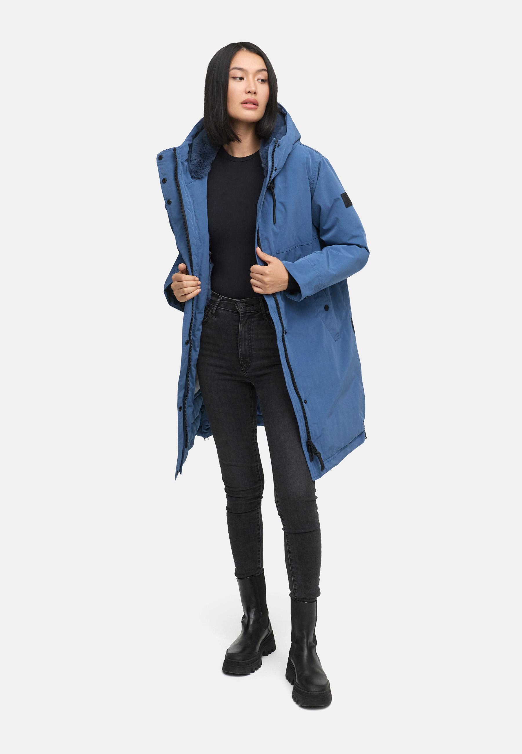 Wintermantel mit Kapuze "Hageltanz 14" Dusty Blue