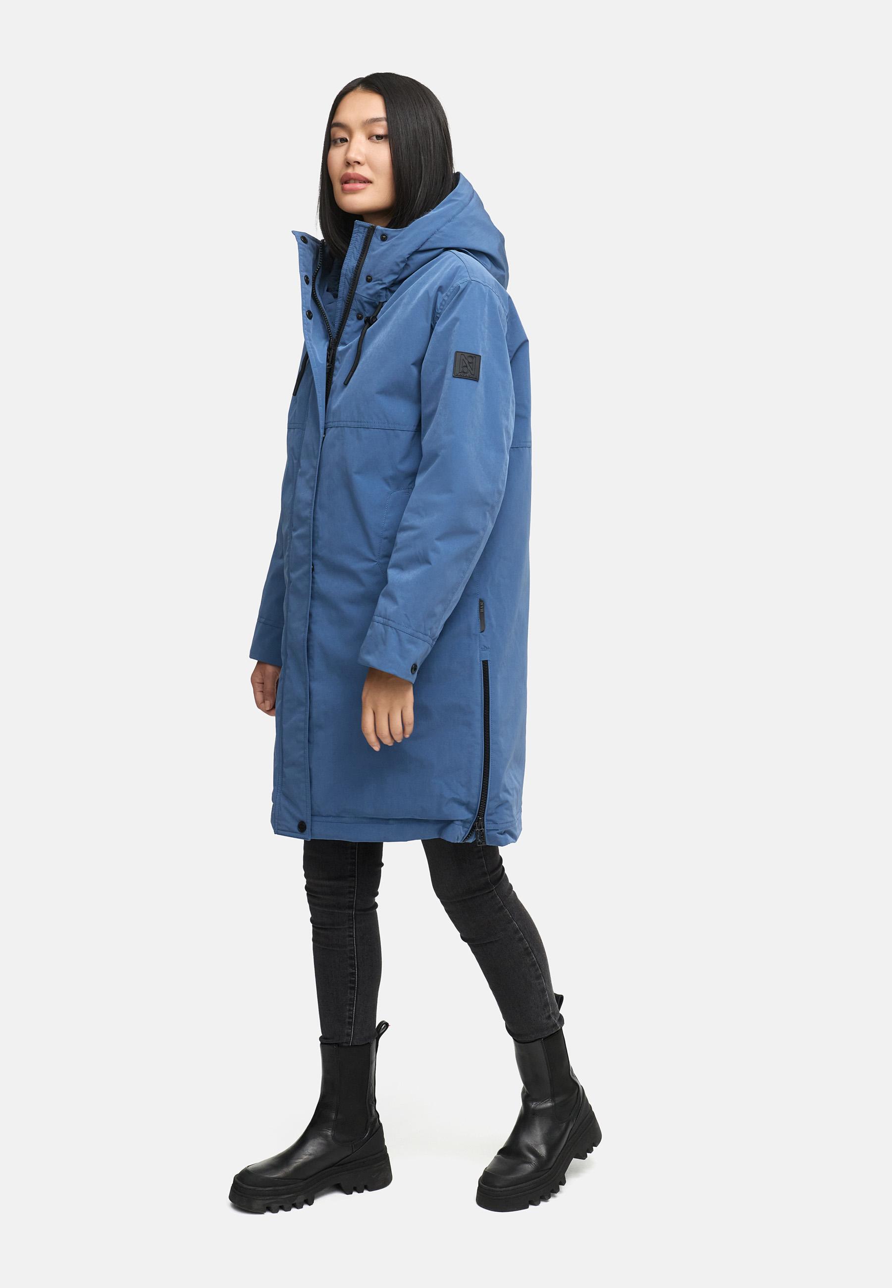 Wintermantel mit Kapuze "Hageltanz 14" Dusty Blue