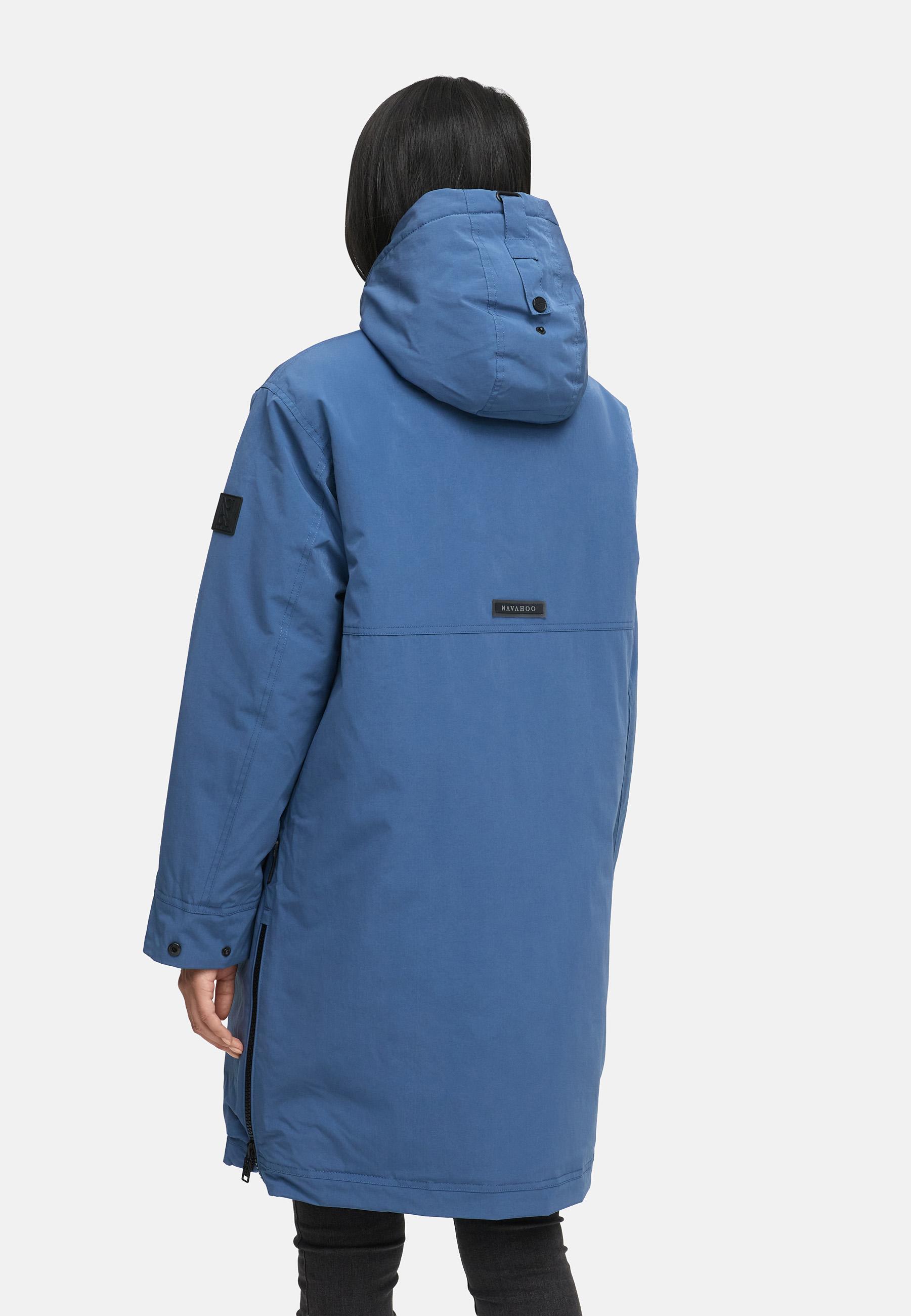 Wintermantel mit Kapuze "Hageltanz 14" Dusty Blue