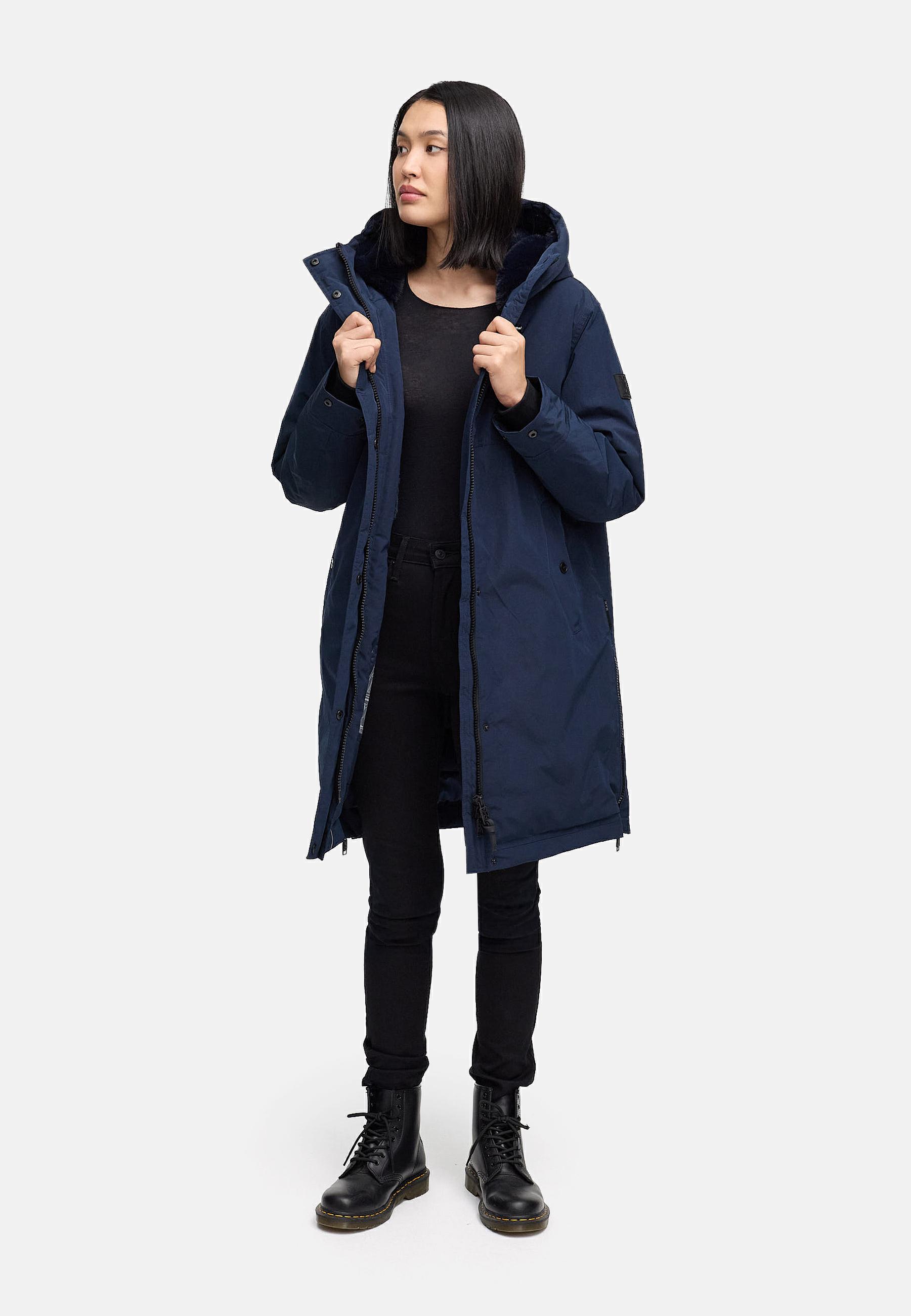 Wintermantel mit Kapuze "Hageltanz 14" Navy